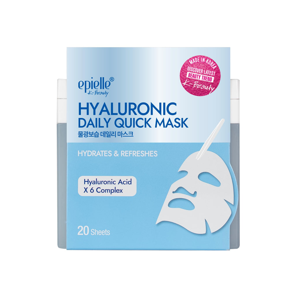 Epielle Hyaluronic Acid Masks 20-Pack – 6X HA Complex Hydrating Sheets for Dry Skin, Stocking Stuffers for Women