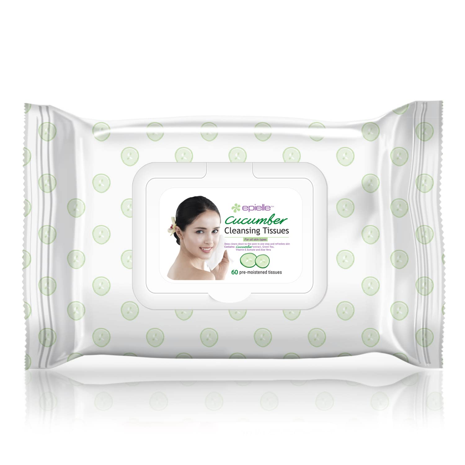 Epielle Makeup Remover Wipes - Gentle Collagen-Infused Cleanser, Remove Waterproof Mascara, Cucumber & Argan Oil, 60 Count (Pack of 4)