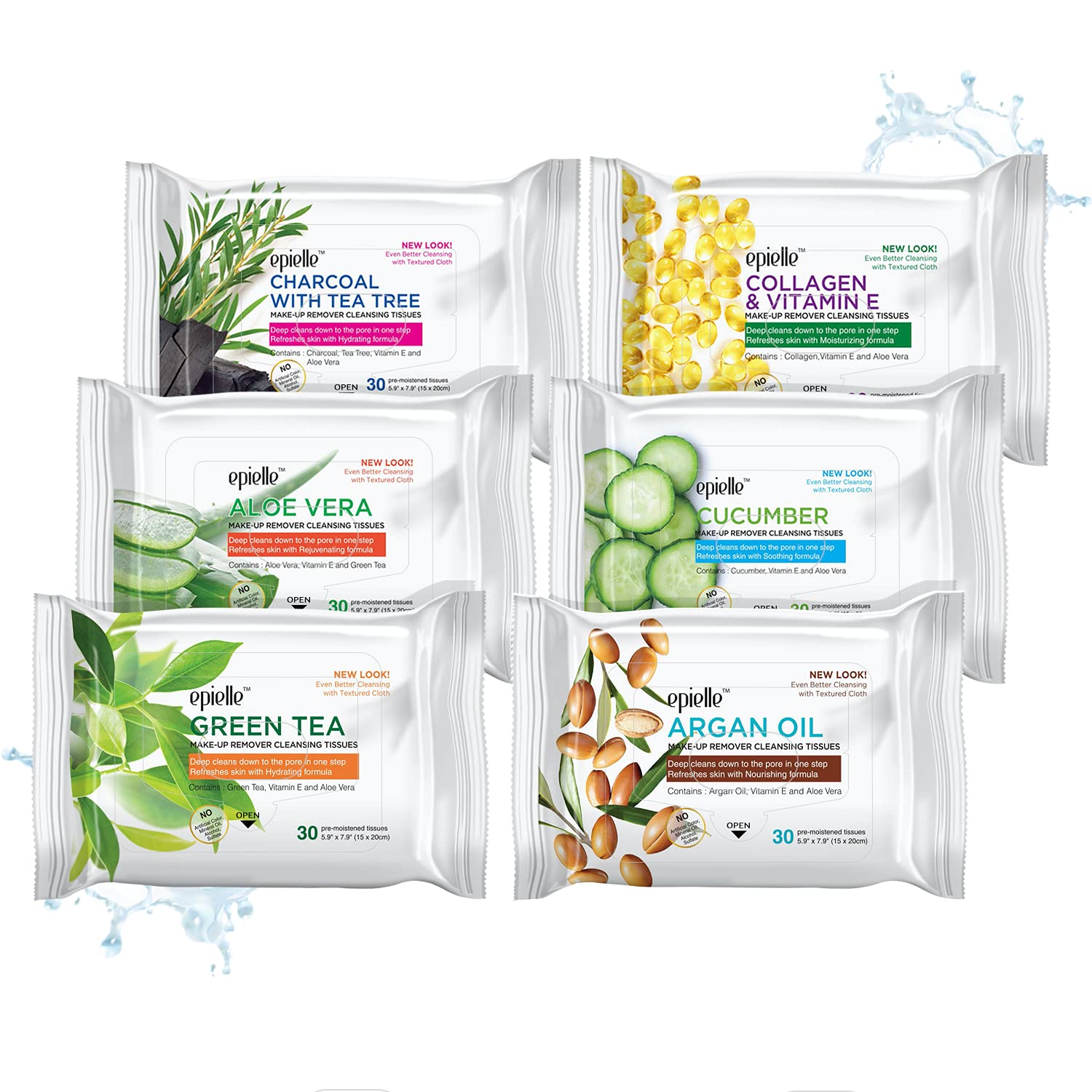 Epielle Makeup Remover Wipes – Remove Waterproof Mascara, Gentle Daily Cleanser (6 Pack, 180 Wipes)