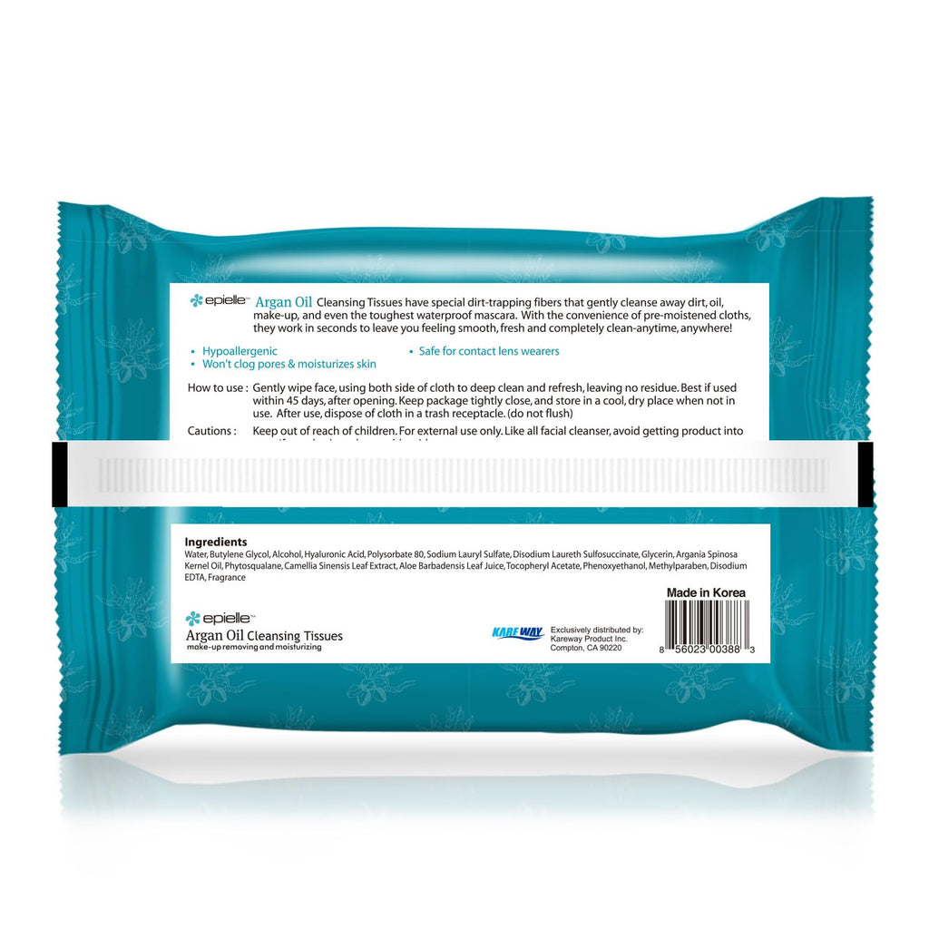 Epielle Makeup Remover Wipes - Gentle Collagen-Infused Cleanser, Remove Waterproof Mascara, Cucumber & Argan Oil, 60 Count (Pack of 4)