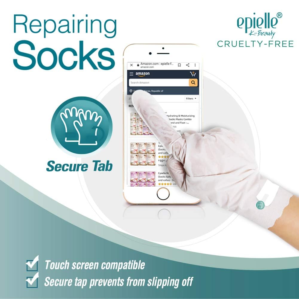 Epielle Intensive Repairing Hand Mask – 6 Pairs, Deep Moisturizing Gloves with Coconut Oil & Milk Extract