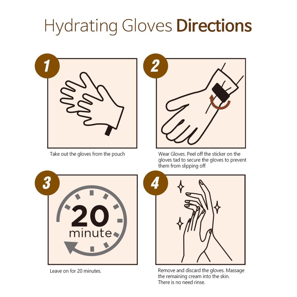 Epielle Hydrating Hand Mask — 6 Pairs with Shea Butter & Jojoba Oil for Dry Hands