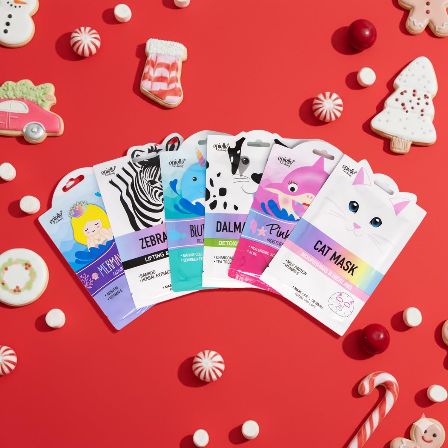 Epielle Wave & Wild Character Face Masks – 12 Pack | Fun Korean Skincare