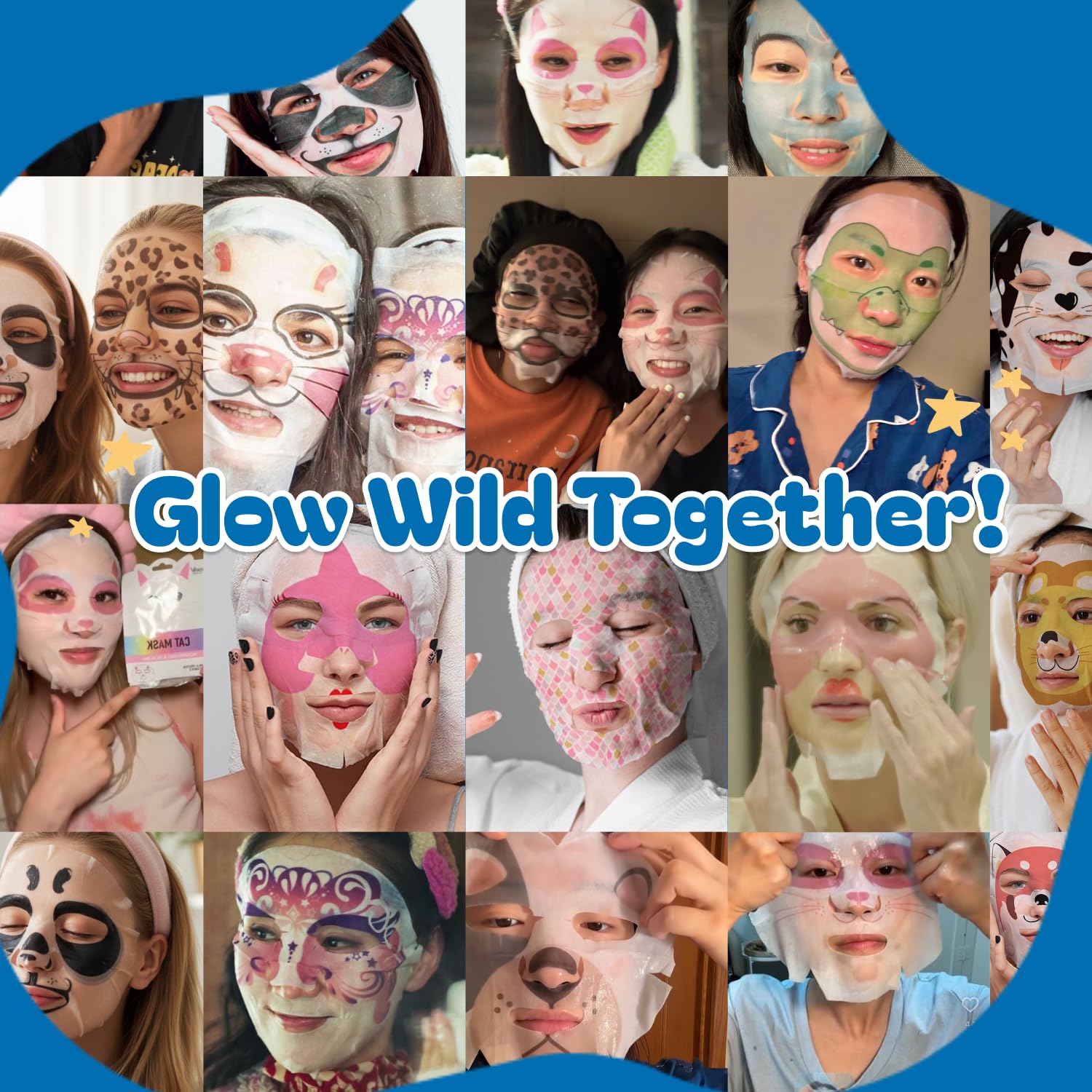 Epielle Wave & Wild Character Face Masks – 12 Pack | Fun Korean Skincare