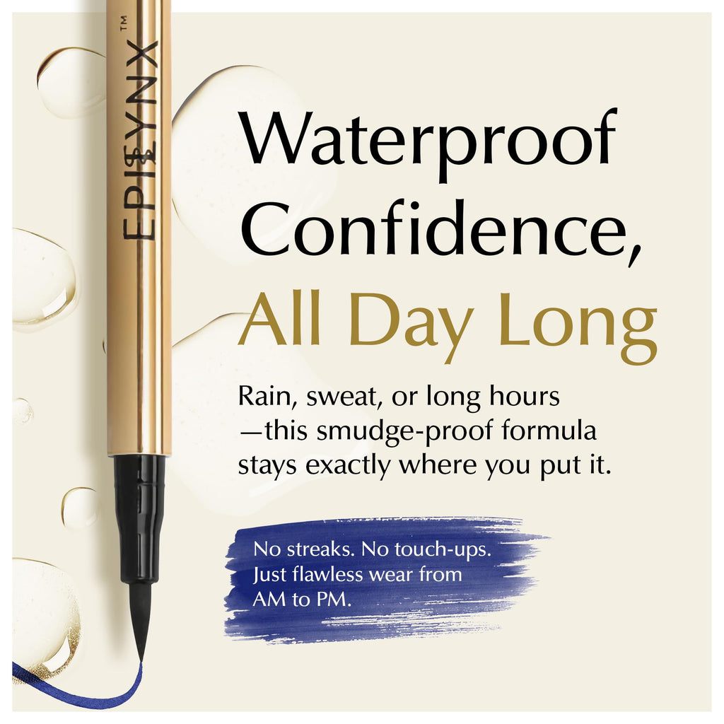 EPILYNX Eyeliner Liquide Hypoallergénique — Waterproof, Pointe Fine, Vegan, Bleu, 2 mL