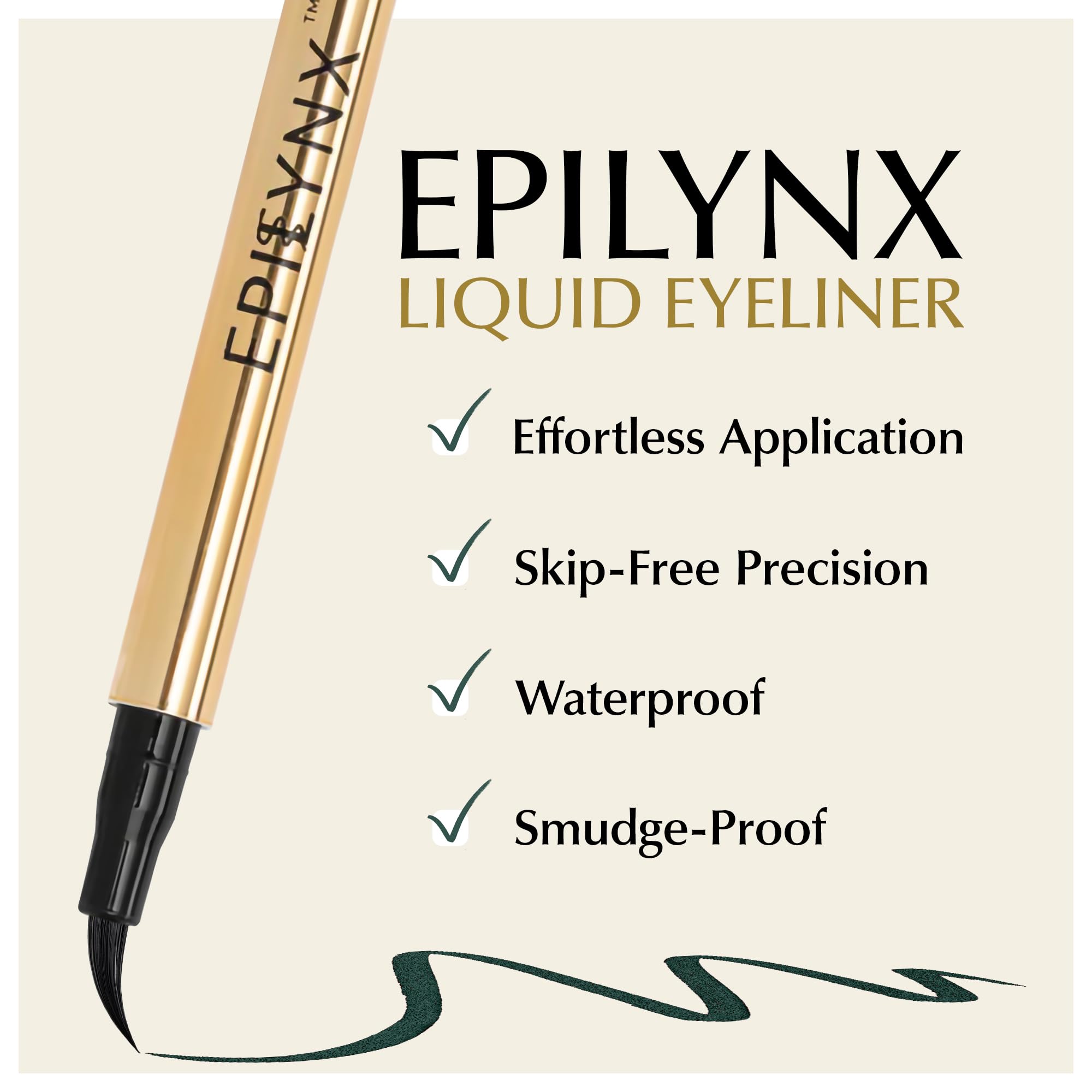 EPILYNX Eyeliner Liquide – Hypoallergénique, Résistant à l’eau, Pinceau Fin, Sans cruauté, Végane, Sans Gluten