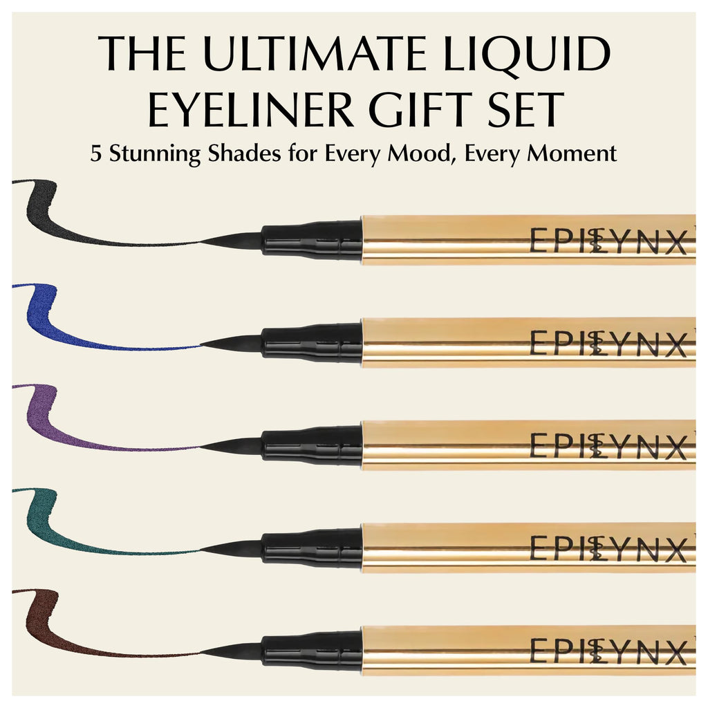 EPILYNX Liquid Eyeliner Gift Set – Hypoallergenic, Waterproof, Vegan, 5 Shades