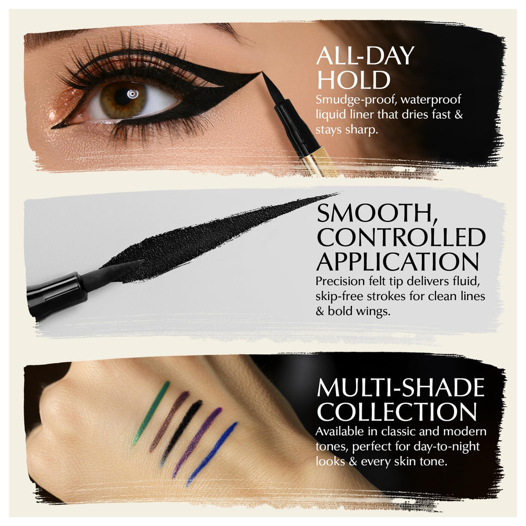 EPILYNX Liquid Eyeliner Gift Set – Hypoallergenic, Waterproof, Vegan, 5 Shades