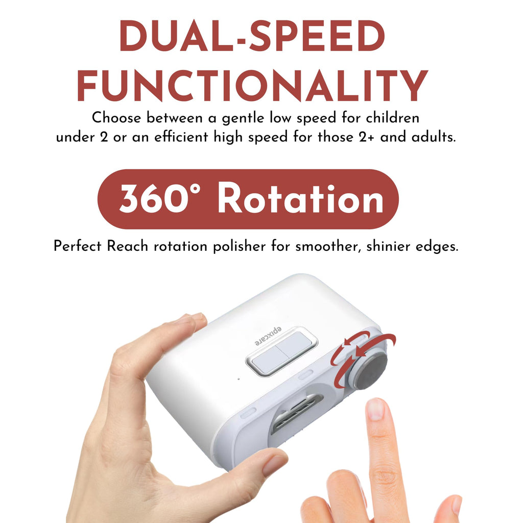 EpixCare Electric Automatic Nail Clipper Trimmer – 2-in-1 Nail Care for All Ages | Rechargeable & Safe