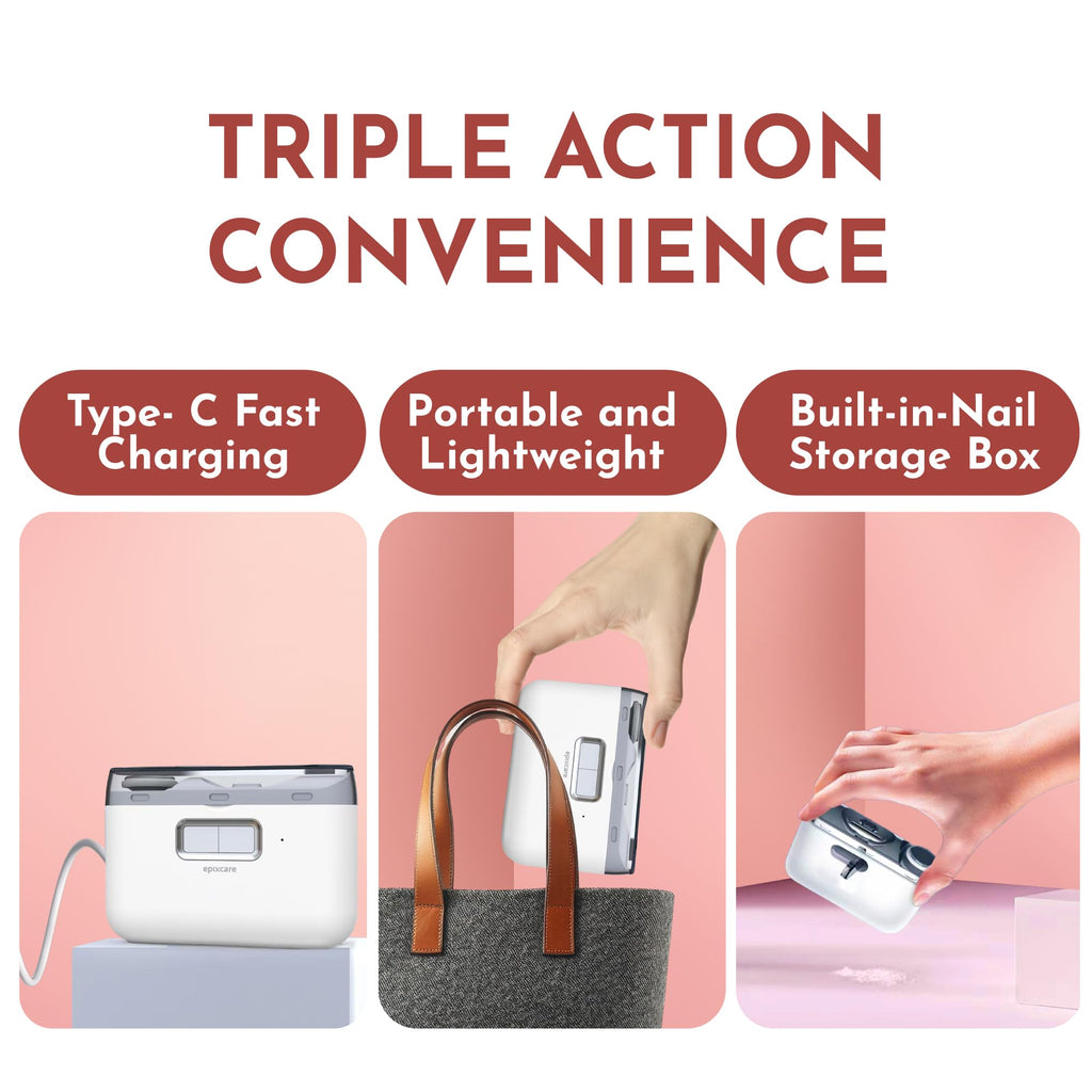 EpixCare Electric Automatic Nail Clipper Trimmer – 2-in-1 Nail Care for All Ages | Rechargeable & Safe