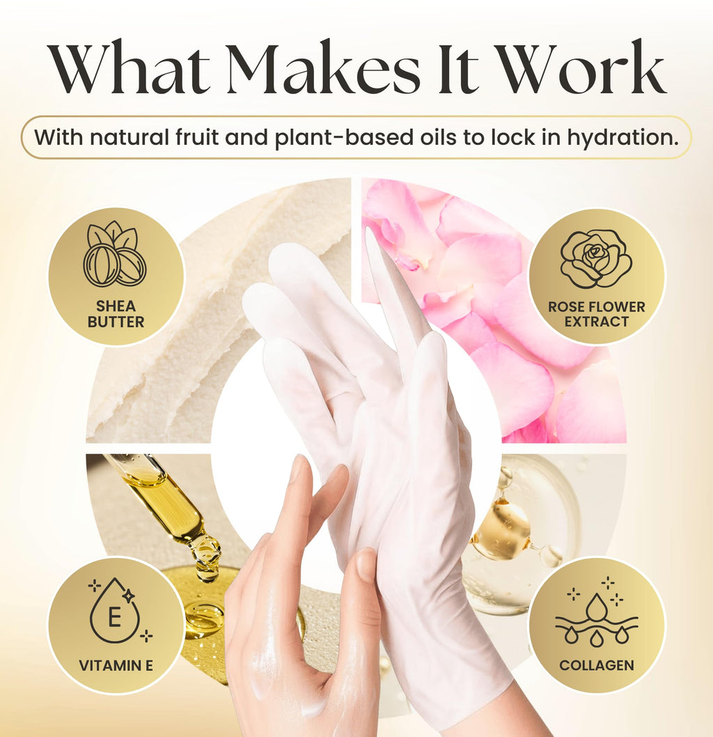 Epocha Hand Mask for Dry Hands - Pack of 6 Pairs with Shea Butter & Vitamin E