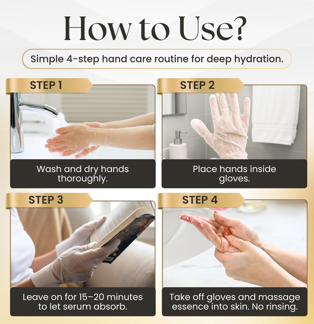Epocha Hand Mask for Dry Hands - Pack of 6 Pairs with Shea Butter & Vitamin E