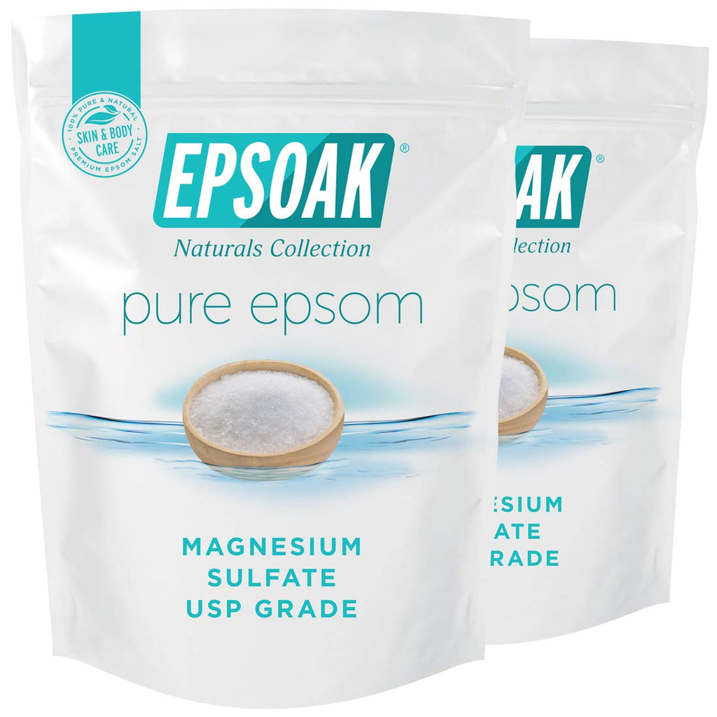 Epsoak Epsom Salt 4 lbs – USP Magnesium Sulfate, 2 x 2 lb Bags for Home Bath & Foot Spa