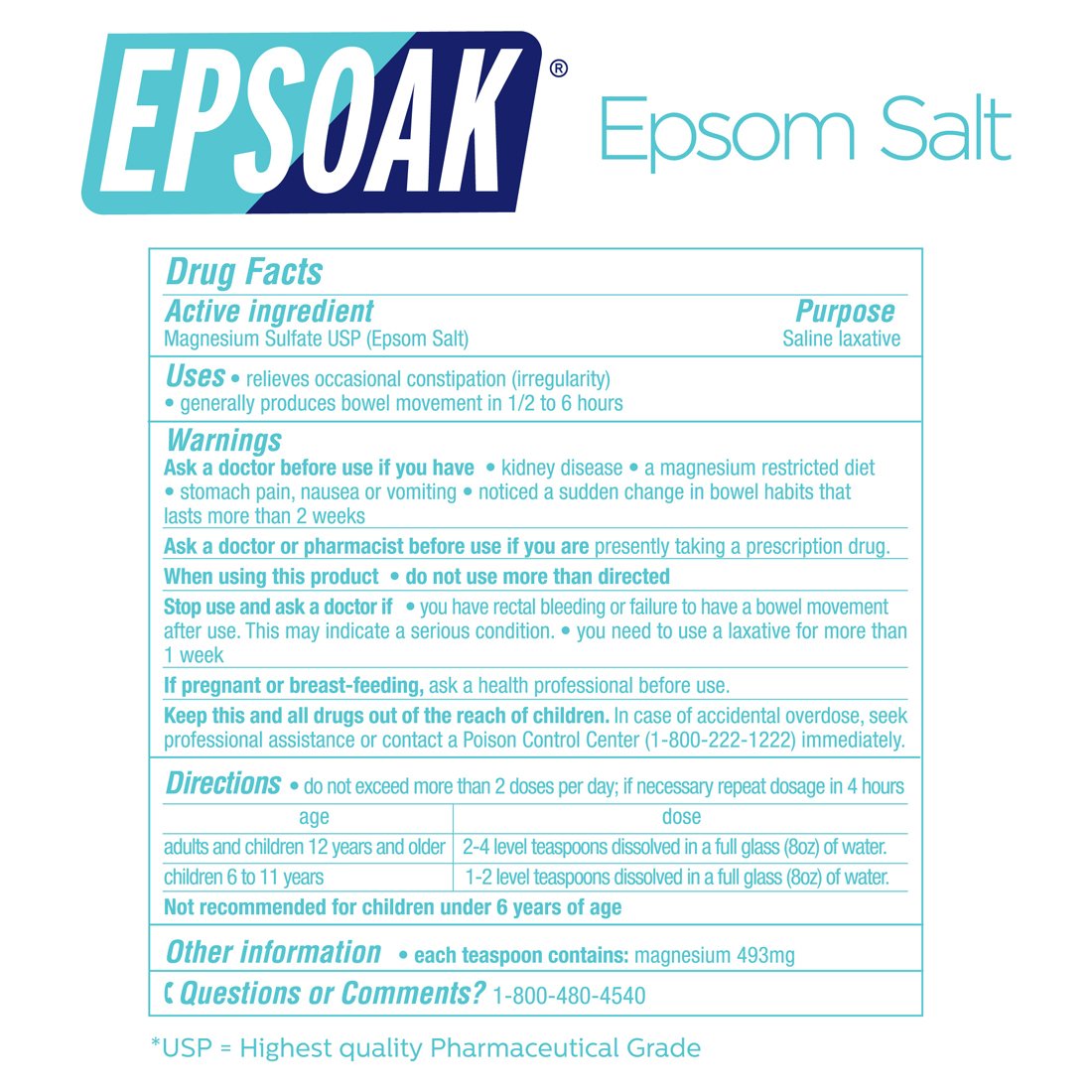 Epsoak Epsom Salt 10 lb Bulk – USP Magnesium Sulfate, Unscented, USA Made