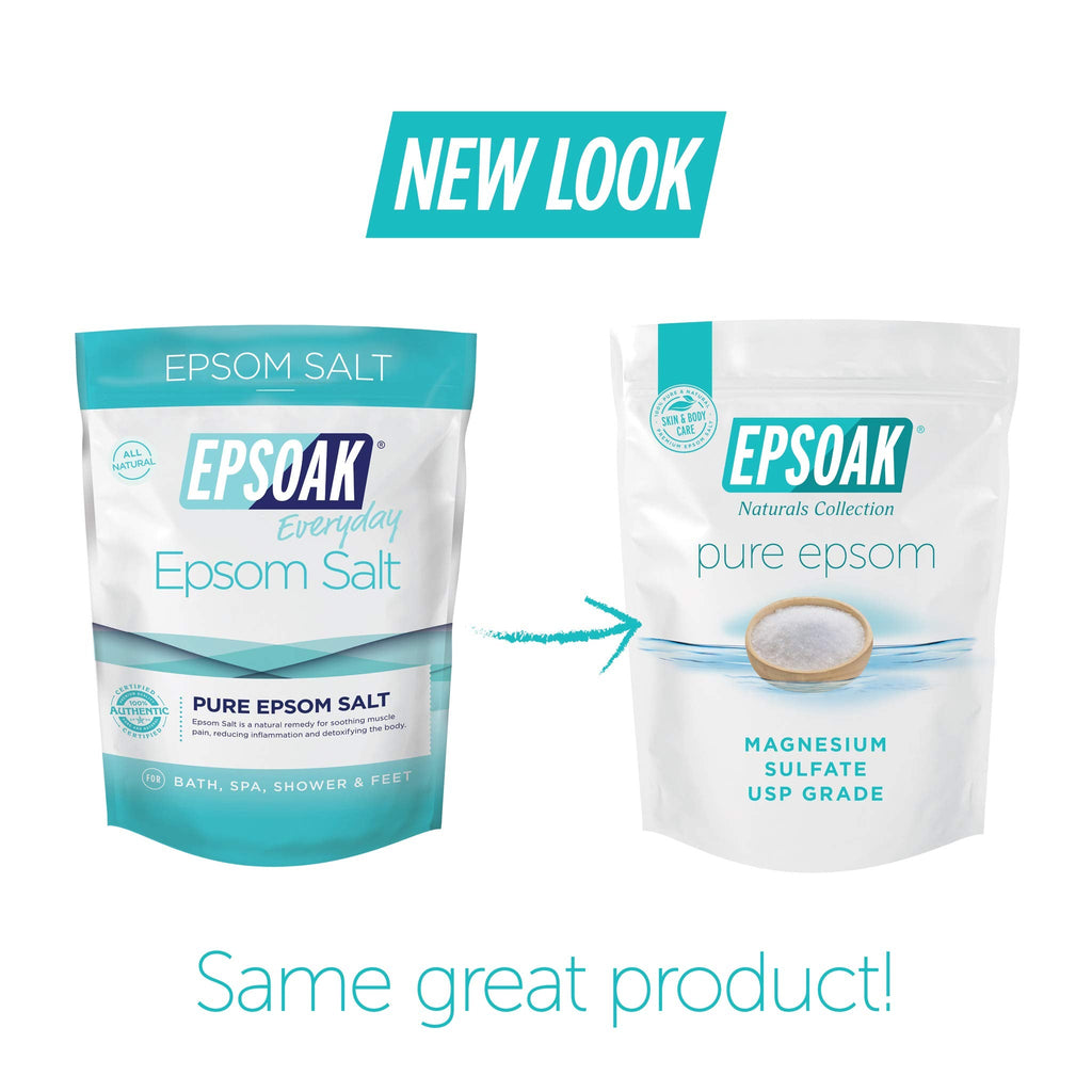 Epsoak Epsom Salt 4 lbs – USP Magnesium Sulfate, 2 x 2 lb Bags for Home Bath & Foot Spa
