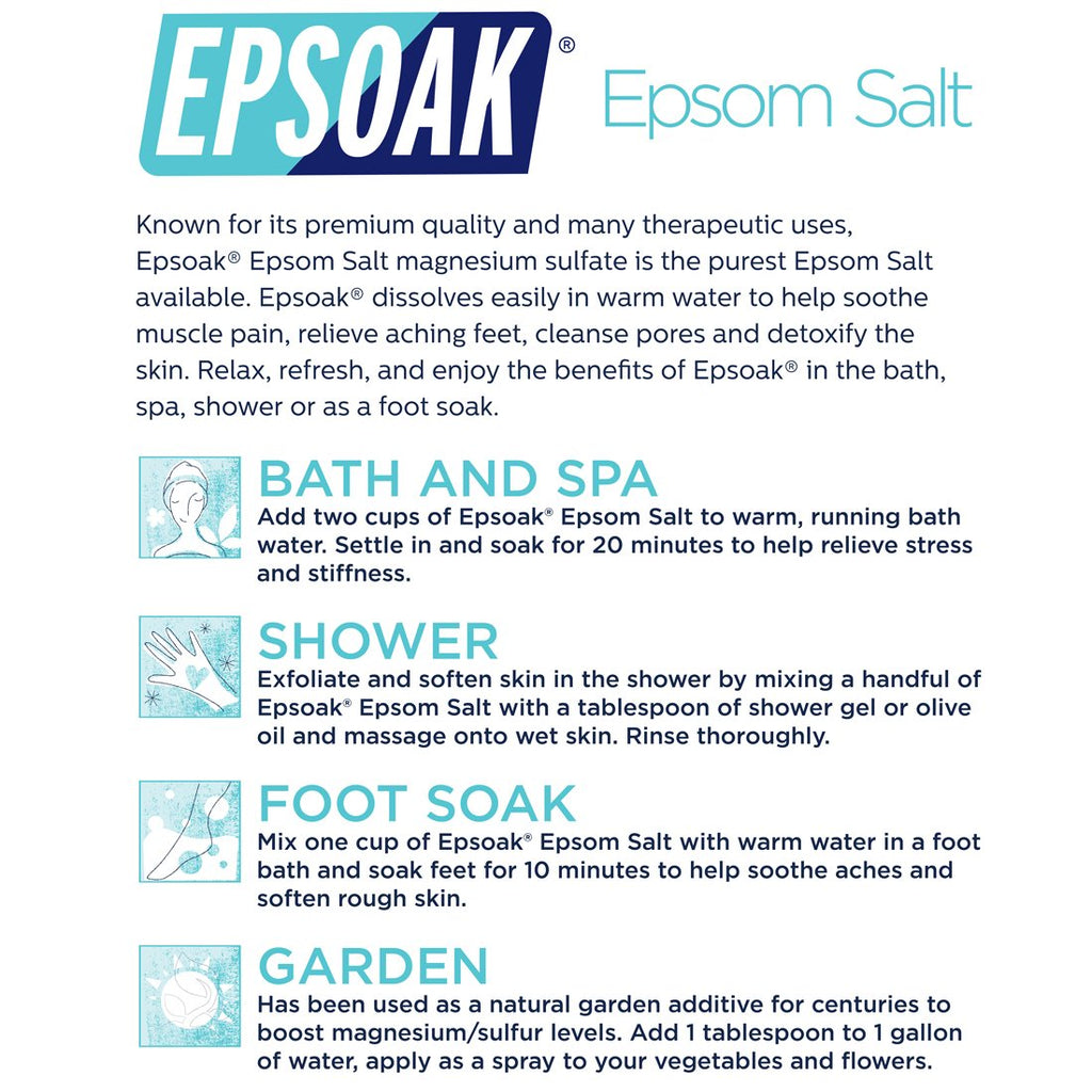 Epsoak Epsom Salt 10 lb Bulk – USP Magnesium Sulfate, Unscented, USA Made