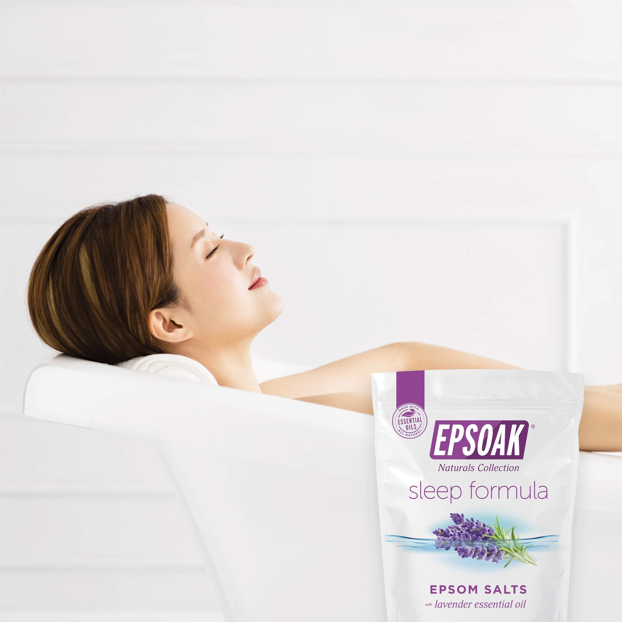Epsoak Lavender Sleep Epsom Salt 2 lb — 2-Pack, Magnesium Sulfate USP, Resealable USA-Made, Cruelty-Free