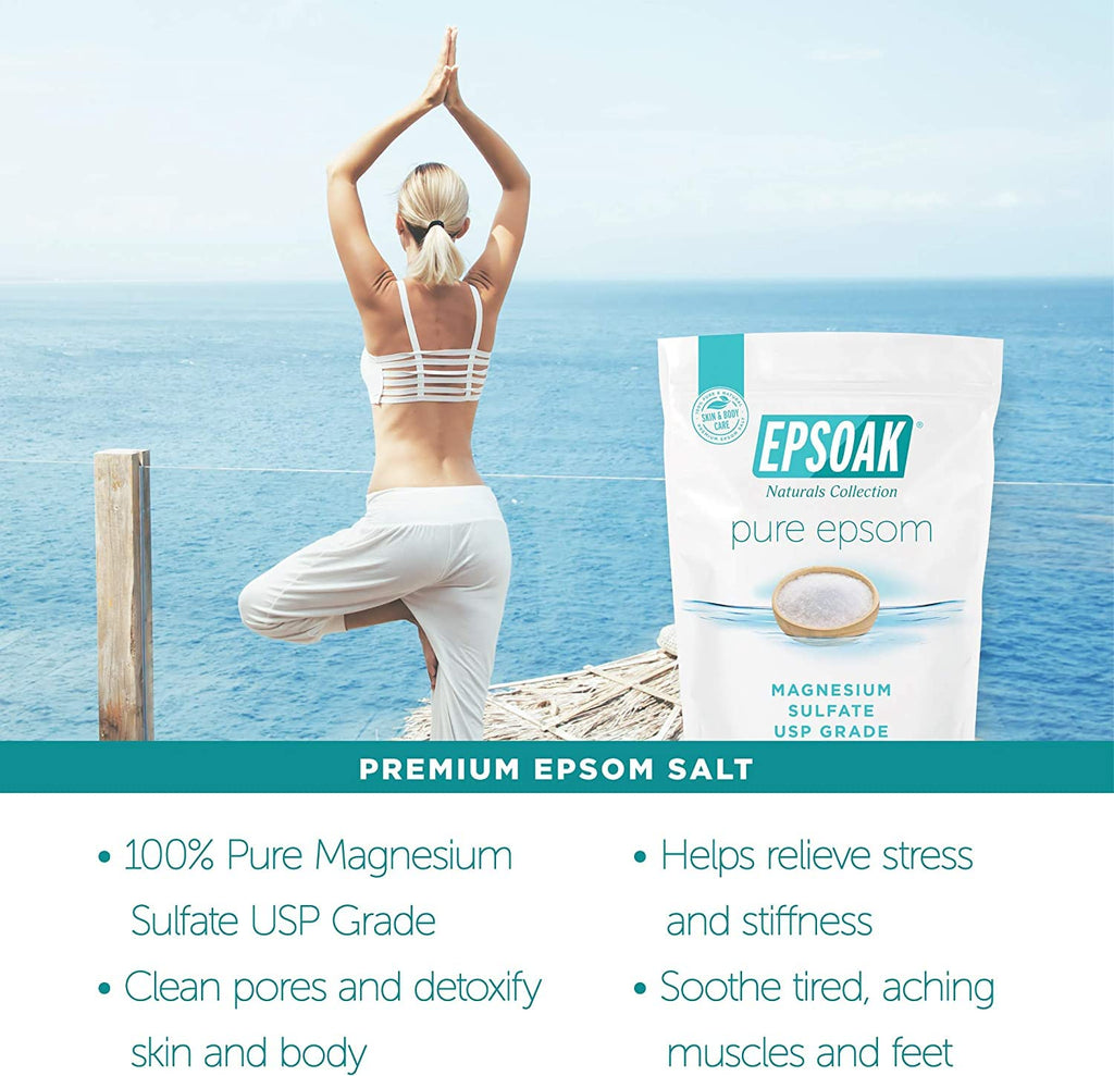 Epsoak Epsom Salt 10 lb Bulk – USP Magnesium Sulfate, Unscented, USA Made