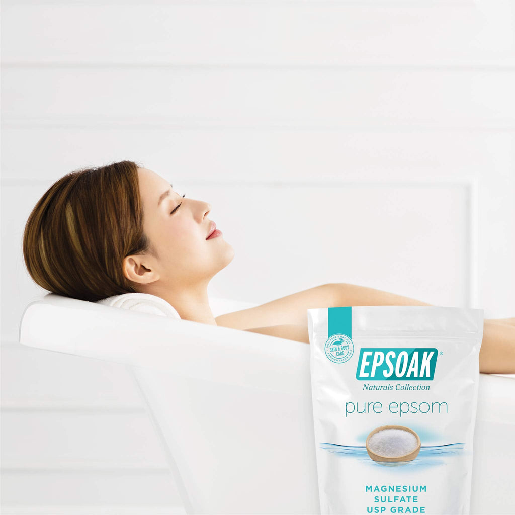 Epsoak Epsom Salt 4 lbs – USP Magnesium Sulfate, 2 x 2 lb Bags for Home Bath & Foot Spa