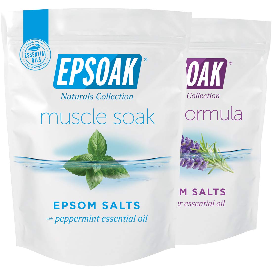 Epsoak Scented Epsom Salt Bundle - Sleep Formula 2 lbs & Muscle Soak 2 lbs