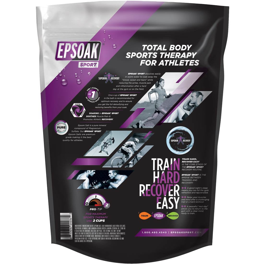 Epsoak Sport Recovery Epsom Salt Soak – Lavender Magnesium Sulfate, USA Made, 5 lbs