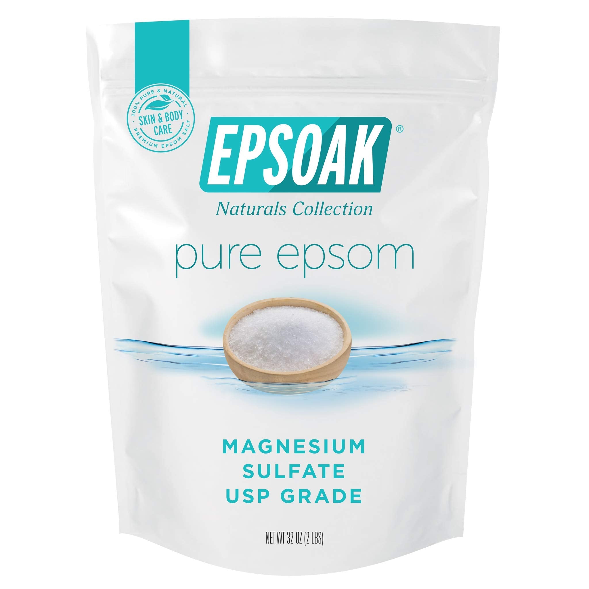 Epsoak Epsom Salt 4 lbs – USP Magnesium Sulfate, 2 x 2 lb Bags for Home Bath & Foot Spa
