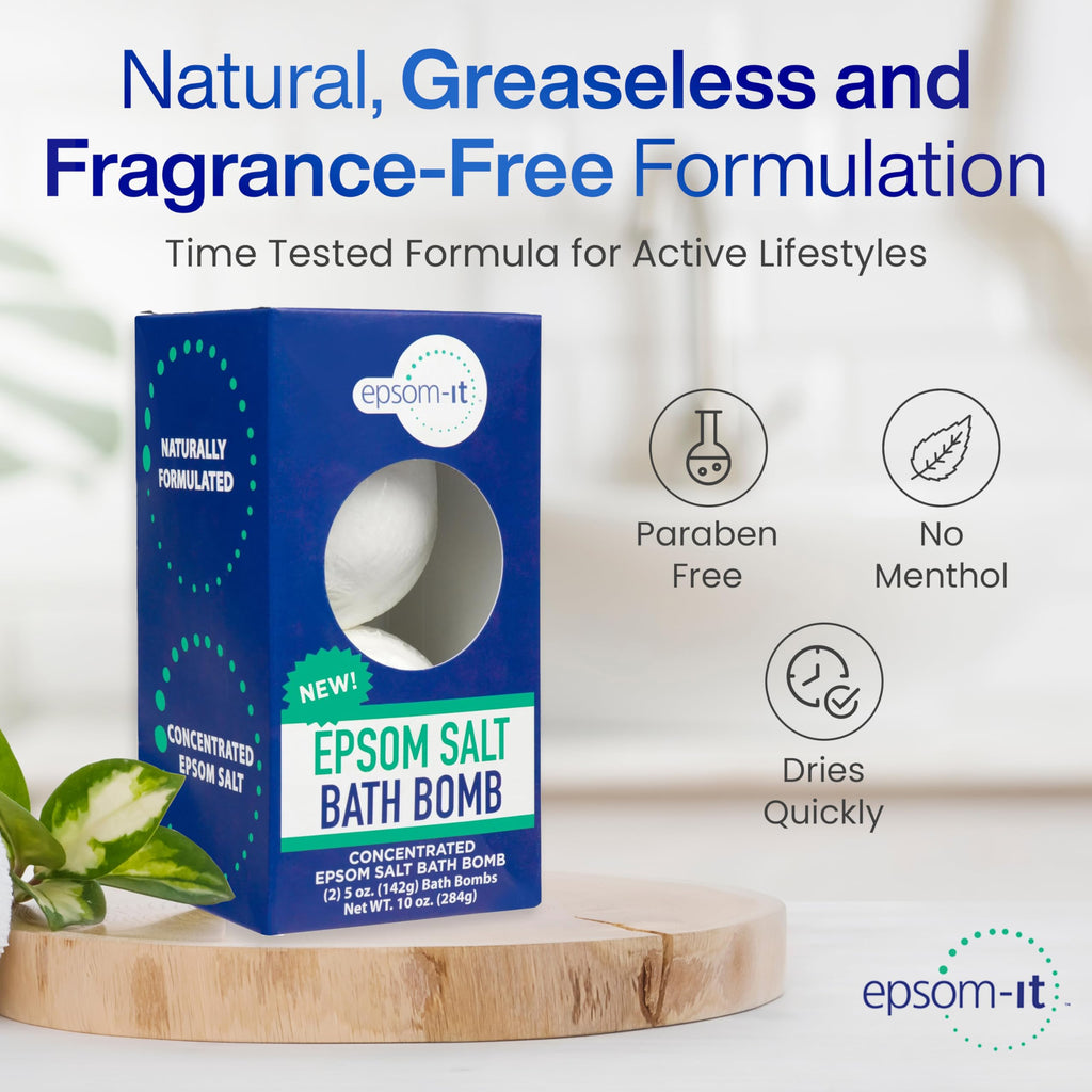 EPSOM-IT Epsom Salt Bath Bombs – Unscented Magnesium Sulfate (2-Pack)