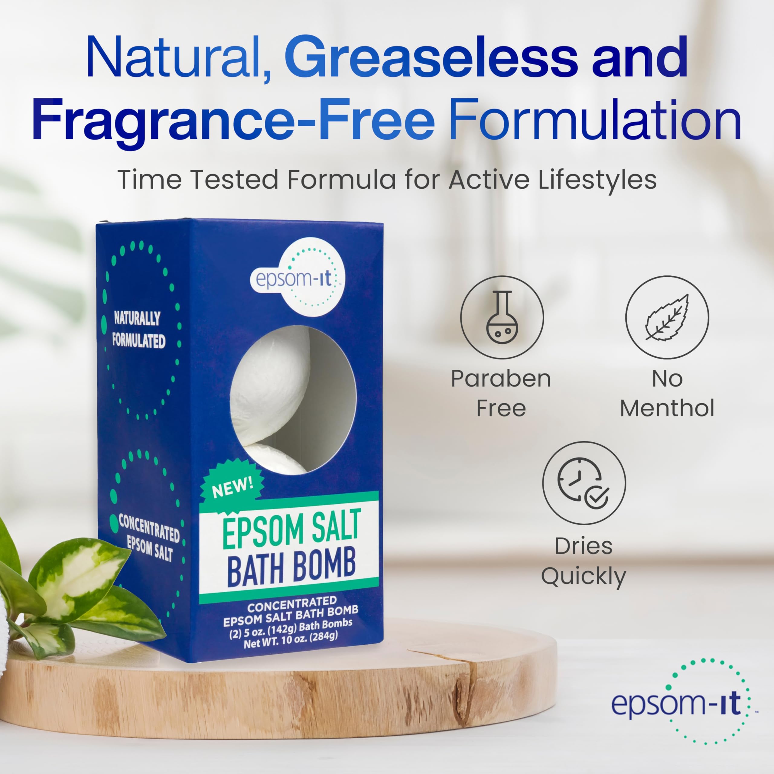 EPSOM-IT Epsom Salt Bath Bombs – Unscented Magnesium Sulfate (2-Pack)