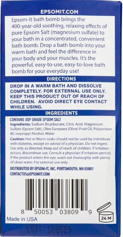 EPSOM-IT Epsom Salt Bath Bombs – Unscented Magnesium Sulfate (2-Pack)