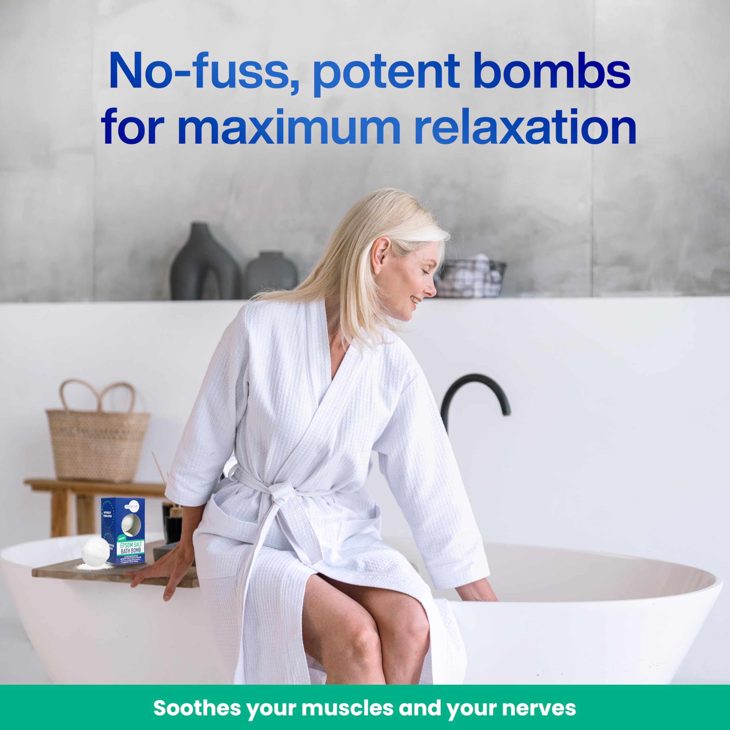 EPSOM-IT Epsom Salt Bath Bombs – Unscented Magnesium Sulfate (2-Pack)