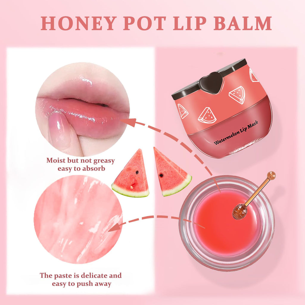 Eqimznv 6 Pcs Bee Lip Balm Honey Pot — Propolis Lip Mask, Overnight Repair & Daily Hydration
