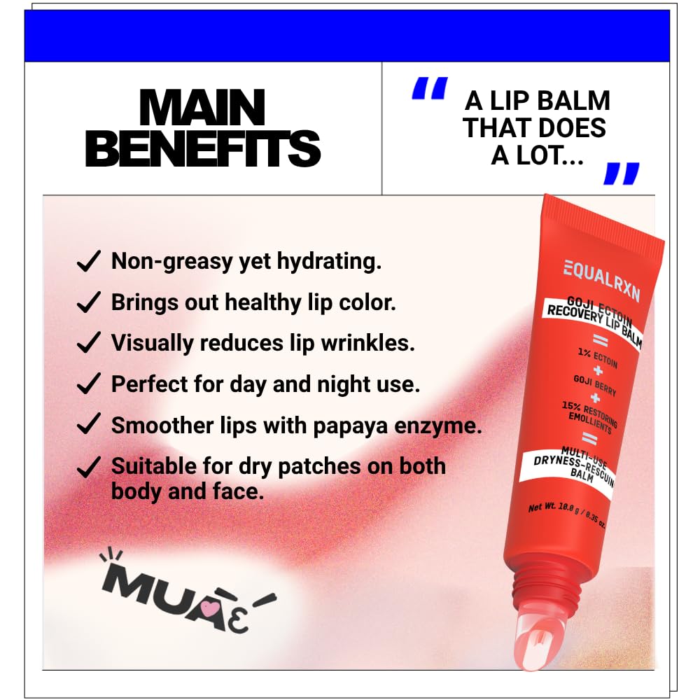 EqualRXN Goji Ectoin Recovery Lip Balm — Hydrating Lip Care with Papaya Enzyme