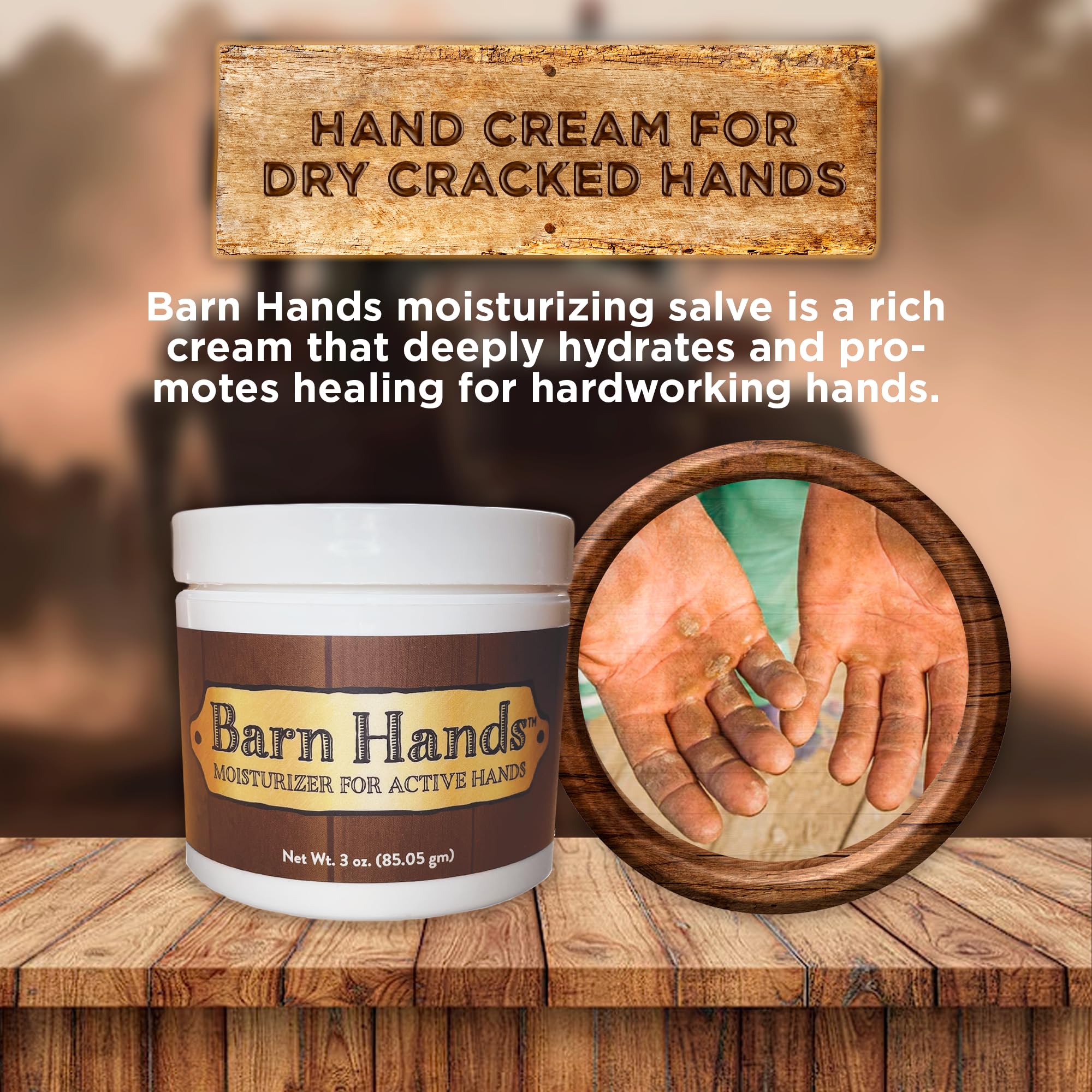 Equerry's Barn Hands Moisturizer for Active Hands | Non-Greasy, Petroleum-Free Hand Cream | 3 oz Peppermint
