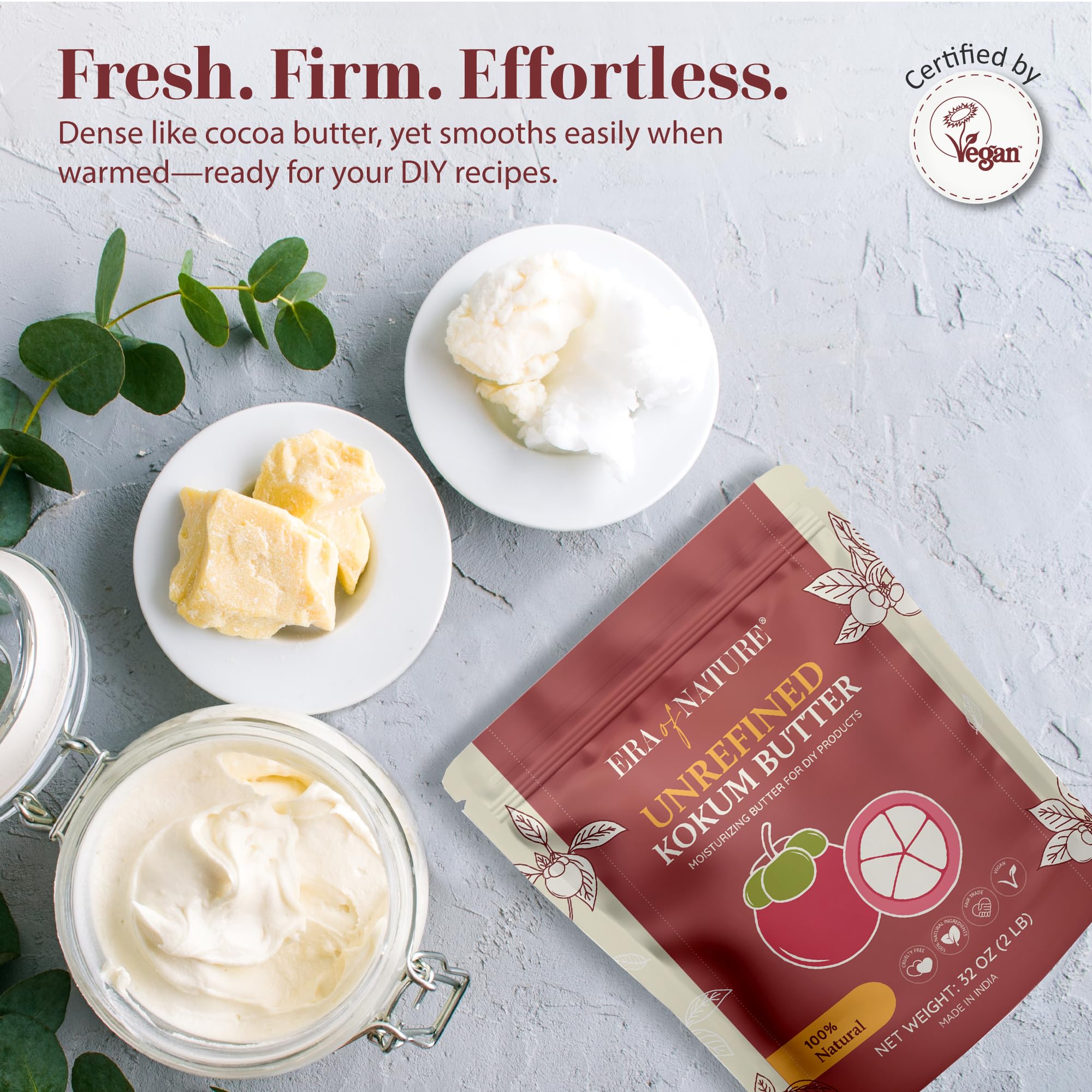 Era of Nature Kokum Butter Raw – 32 oz | Pure Unrefined Butter for DIY Skincare