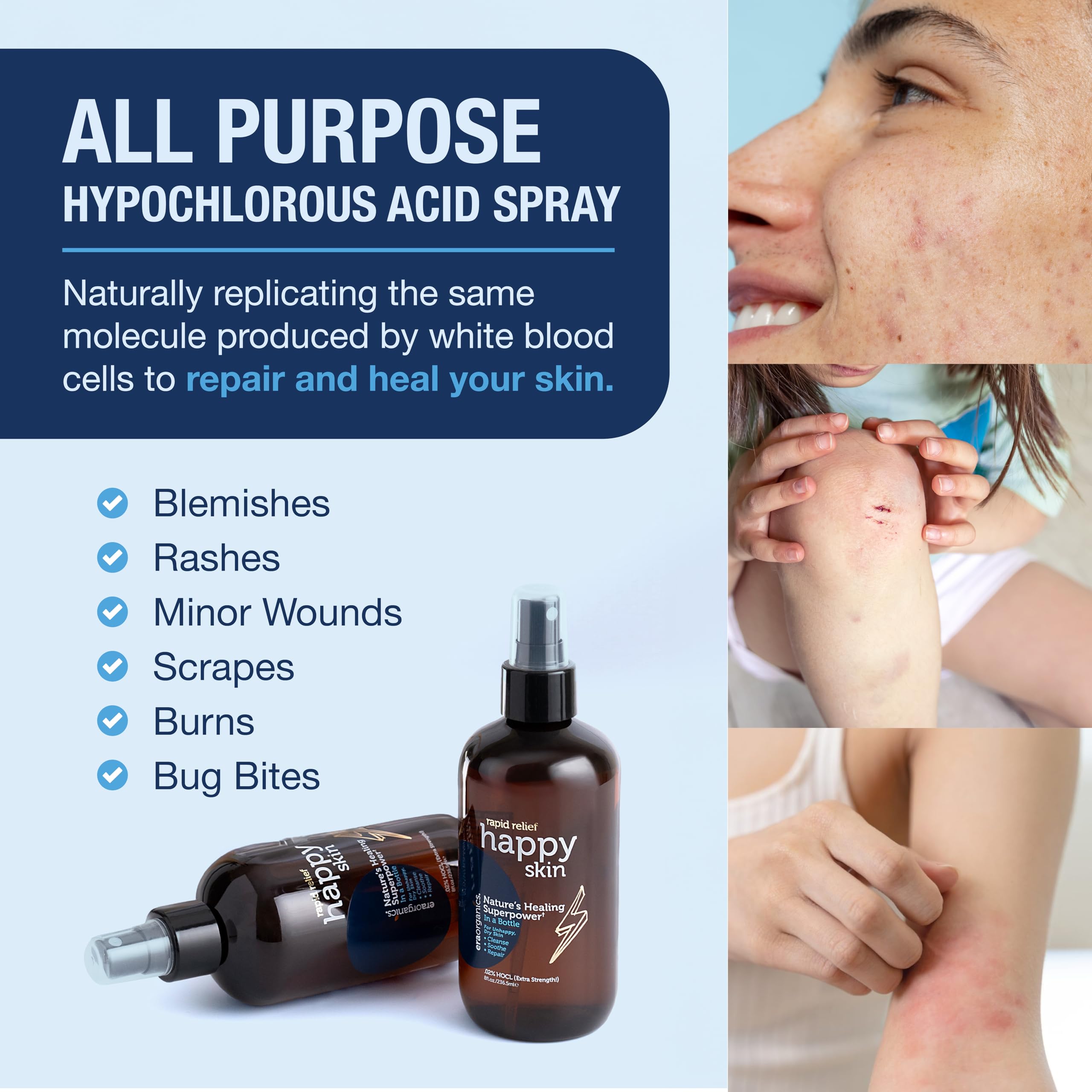 Era Organics Happy Skin HOCl Spray – Travel-Size Face & Body Cleansing Toner (2oz)