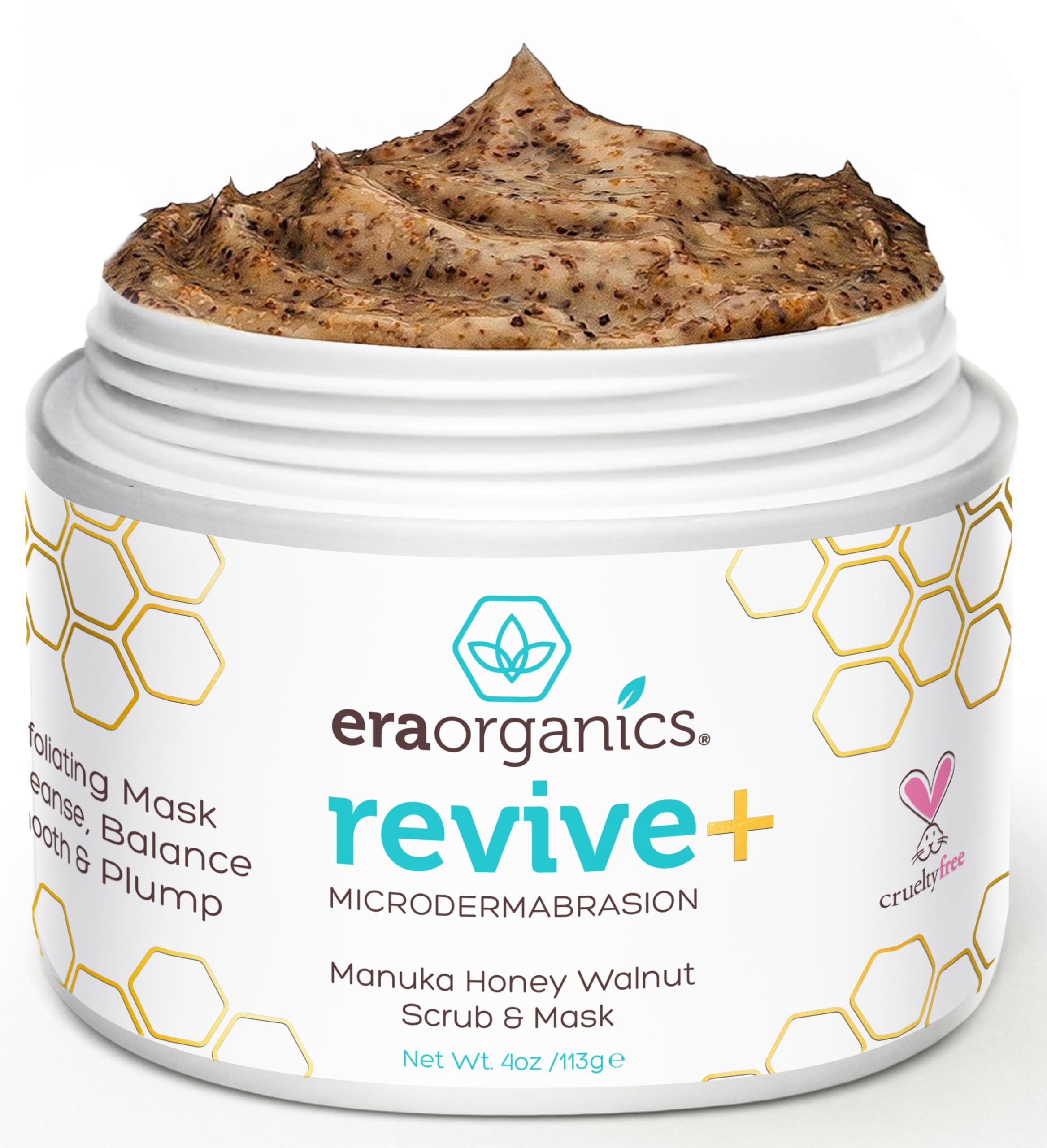 Era Organics Manuka Honey Exfoliating Face Scrub – Gentle Microdermabrasion for Softer, Balanced Skin | 4oz