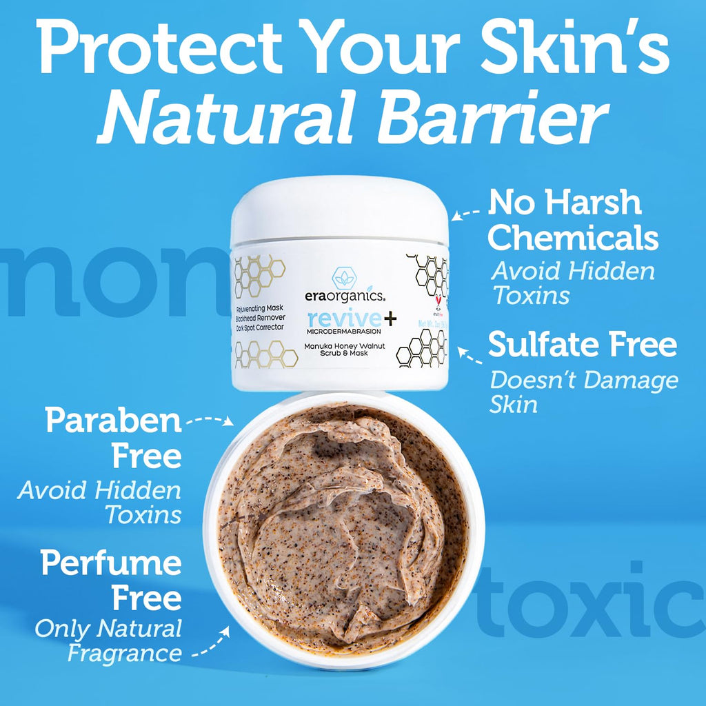 Era Organics Manuka Honey Exfoliating Face Scrub – Gentle Microdermabrasion for Softer, Balanced Skin | 4oz