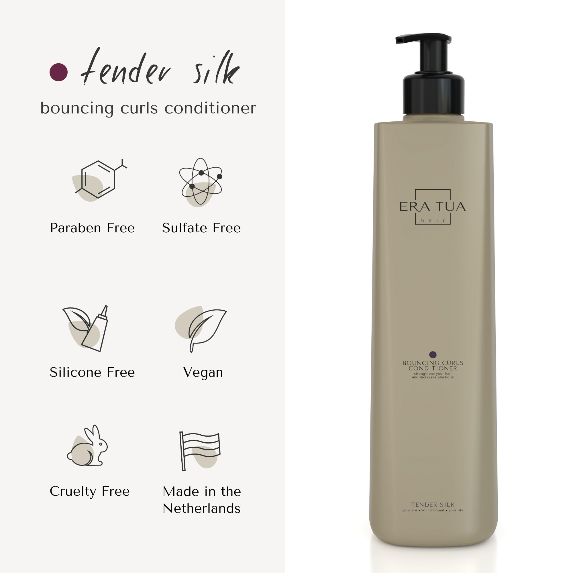 ERA TUA Tender Silk Bouncing Curls Conditioner | Dutch Made Curl Enhancer | 200 ml
