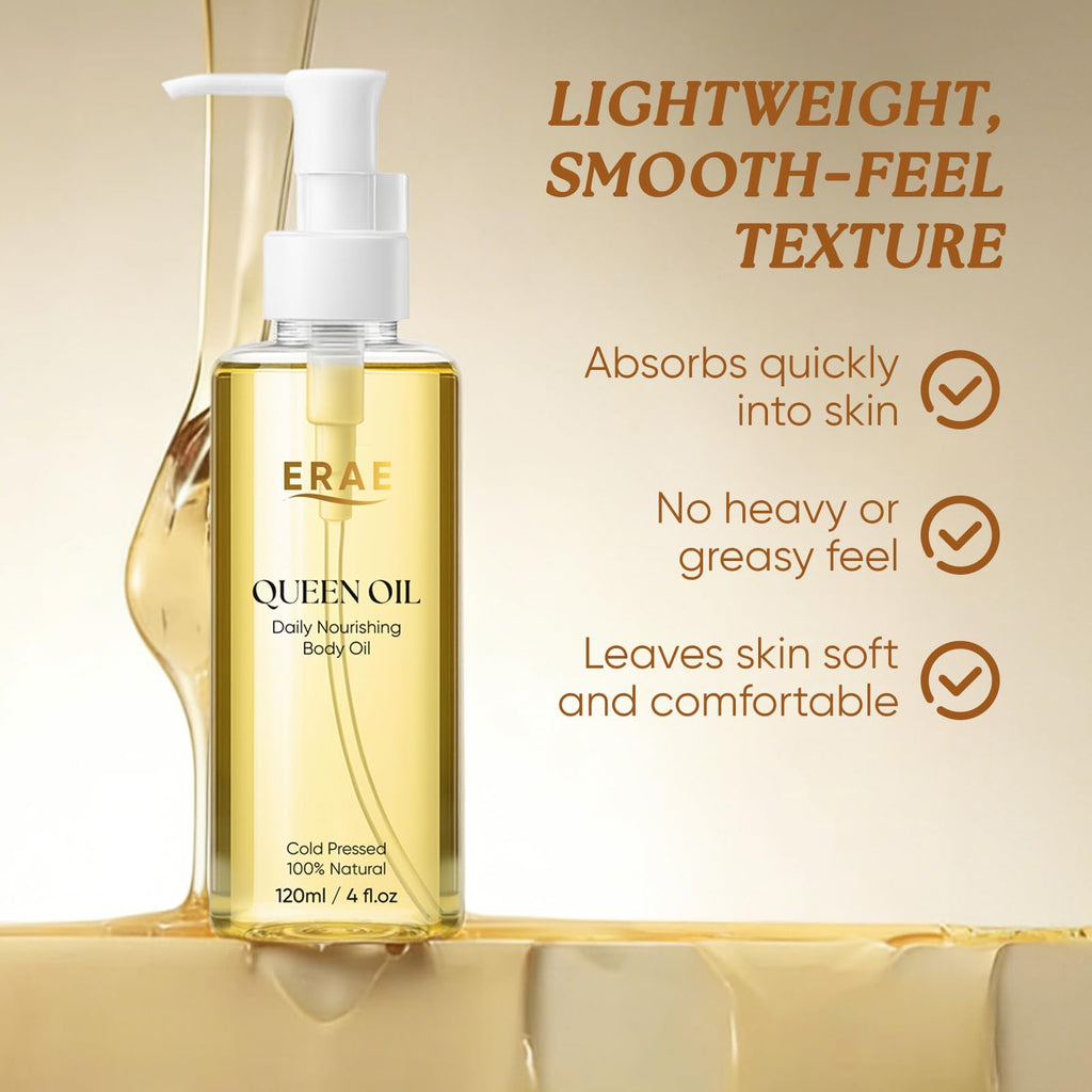ERAE Queen Oil: Cold-Pressed Botanical Body Oil for Daily Nourishment (2-Pack, 120 ml each)