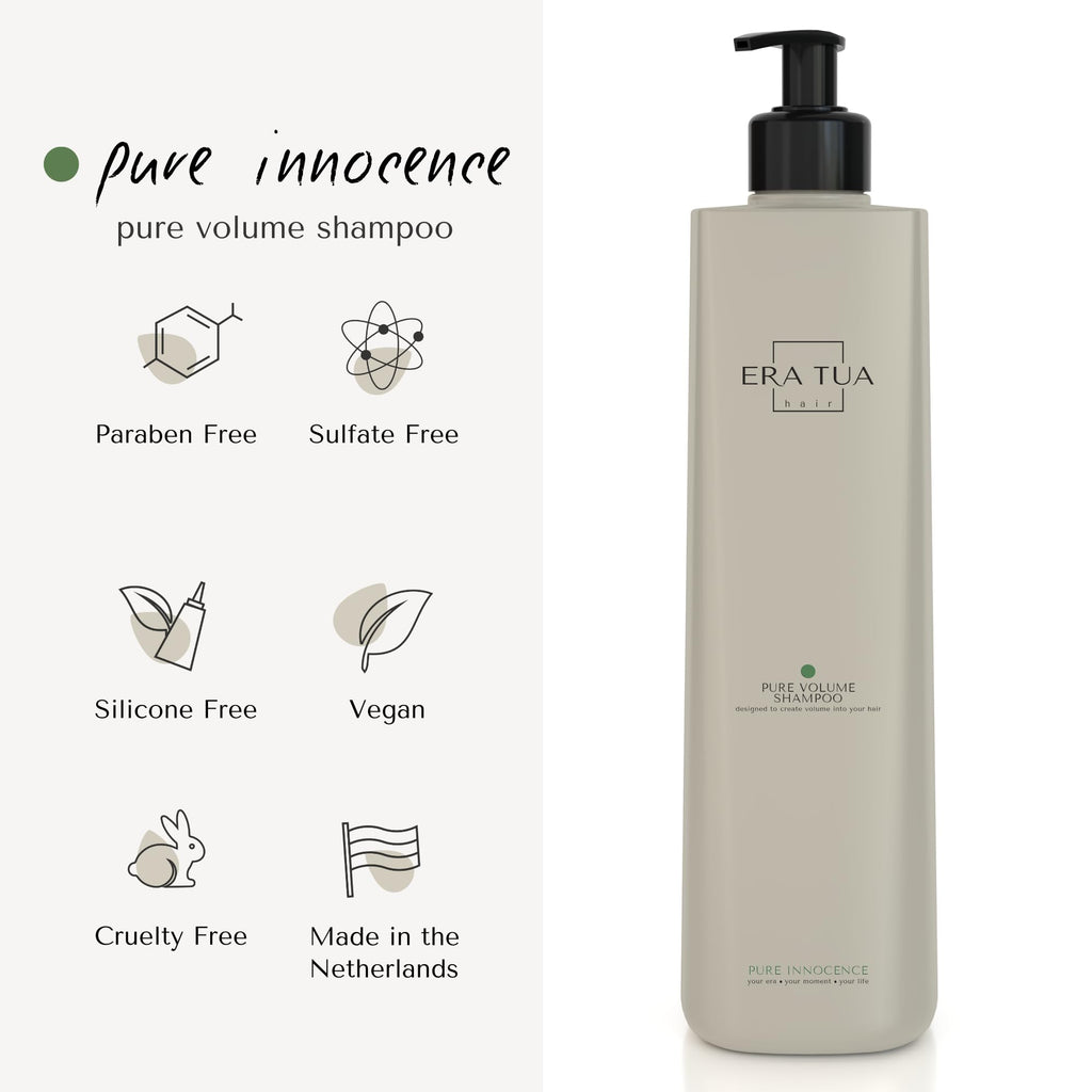 ERA TUA Pure Innocence Volume Shampoo – Dutch Made, Sulfate-Free 750ml, Volume-Boosting Moisturizing Shampoo for All Hair Types