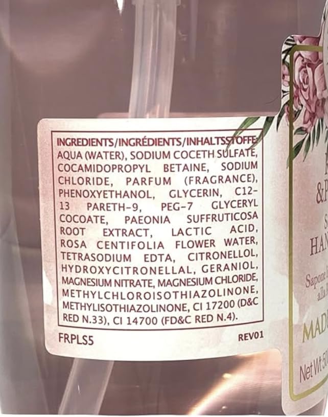 ERBARIO TOSCANO Rose & Peony Moisturizing Hand Wash – Made in Italy, 16.9 oz