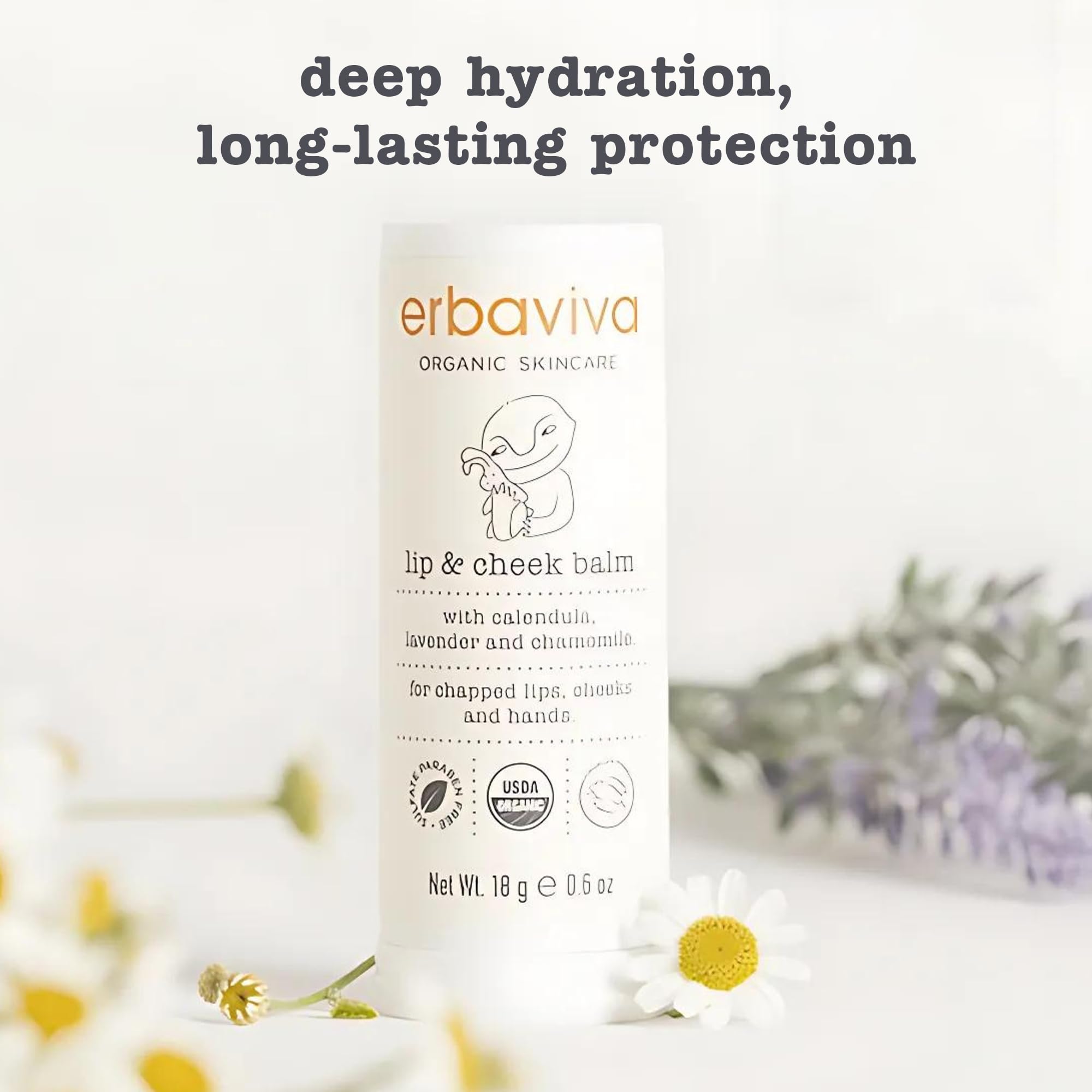 Erbaviva Organic Lip & Cheek Balm – Moisturizing Stick for Baby & Adults | USDA Organic, Shea Butter & Calendula