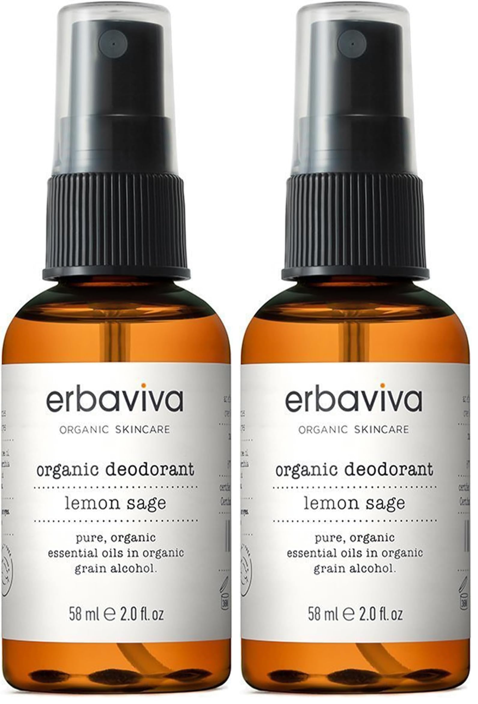 Erbaviva Organic Deodorant – Lemon & Sage, 2 Fl Oz (Pack of 2)