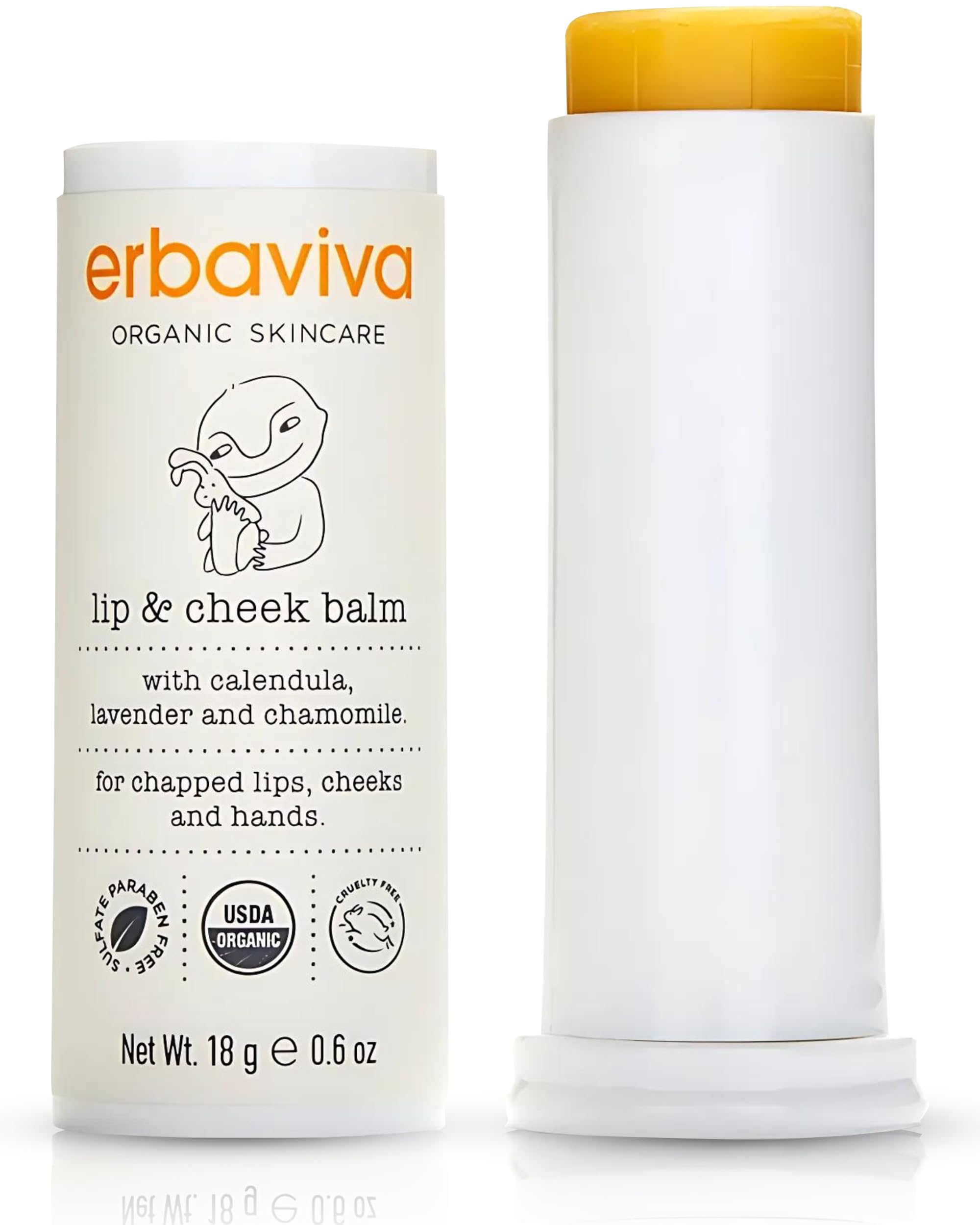 Erbaviva Organic Lip & Cheek Balm – Moisturizing Stick for Baby & Adults | USDA Organic, Shea Butter & Calendula