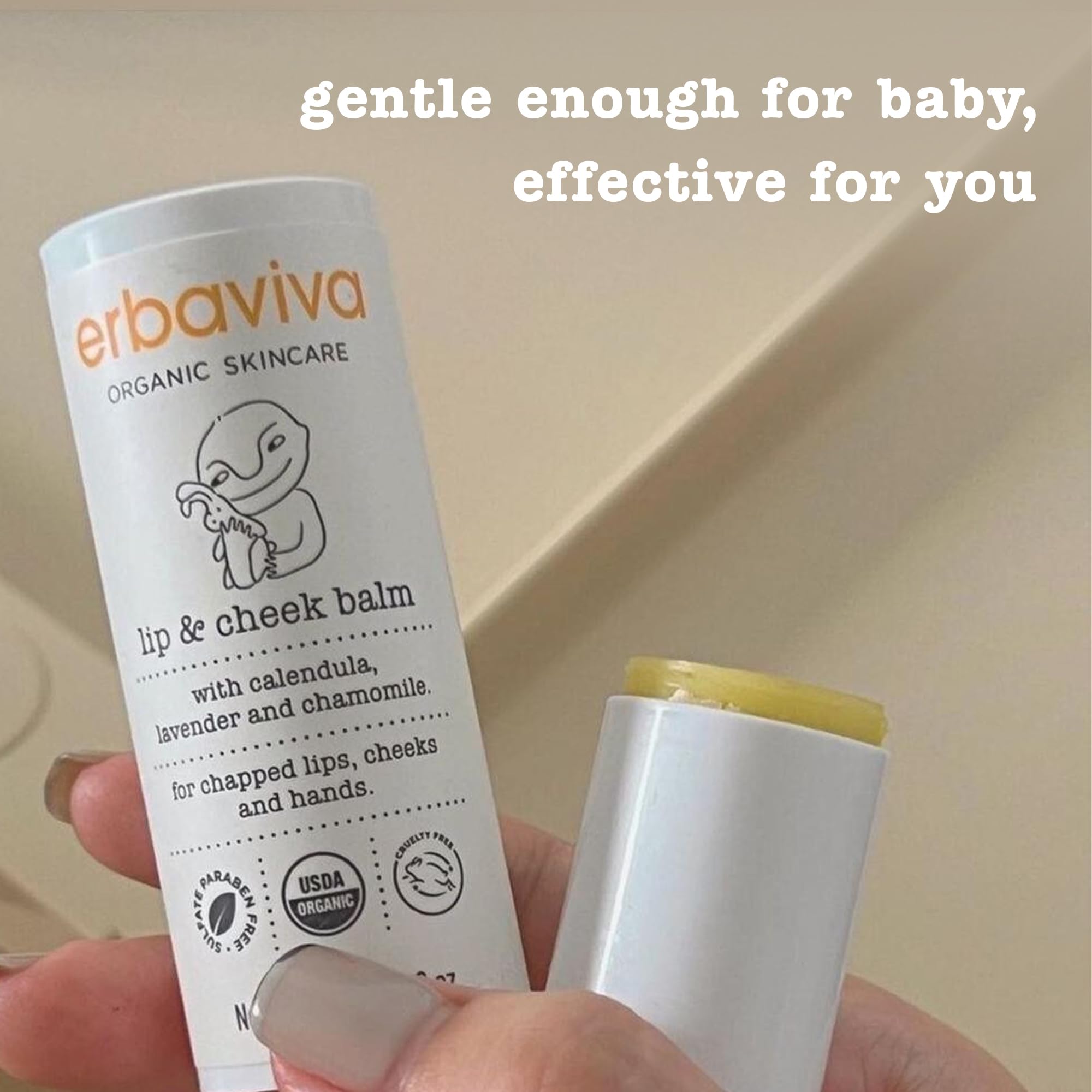 Erbaviva Organic Lip & Cheek Balm – Moisturizing Stick for Baby & Adults | Pack of 2