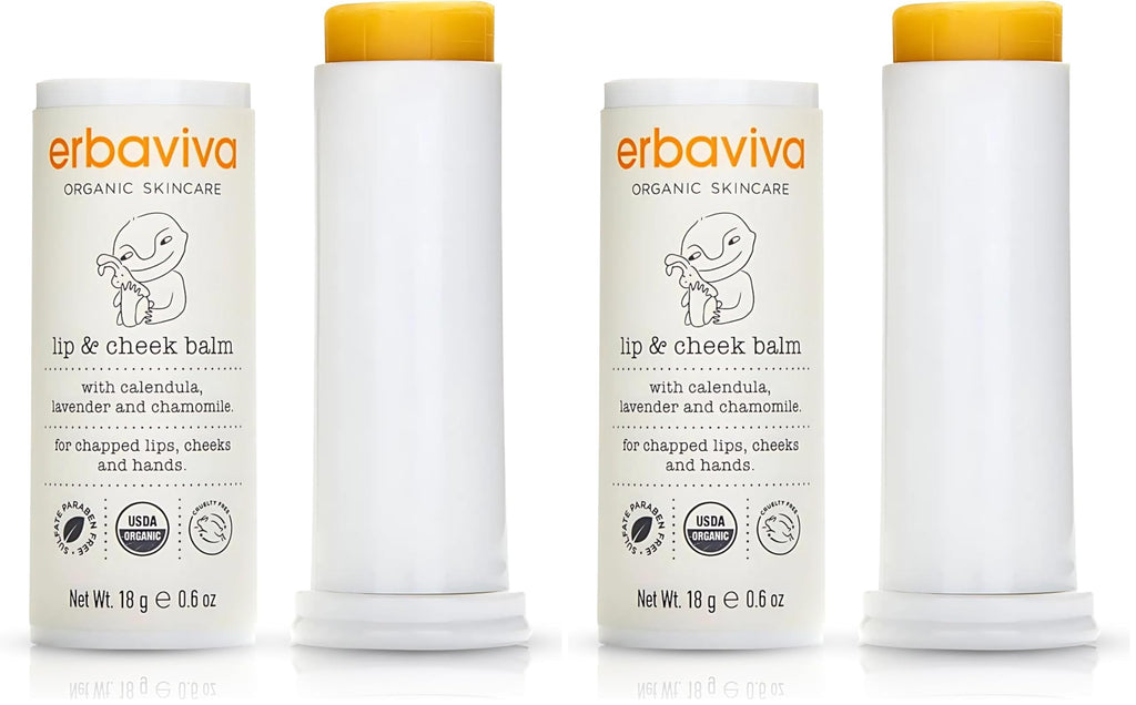 Erbaviva Organic Lip & Cheek Balm – Moisturizing Stick for Baby & Adults | Pack of 2
