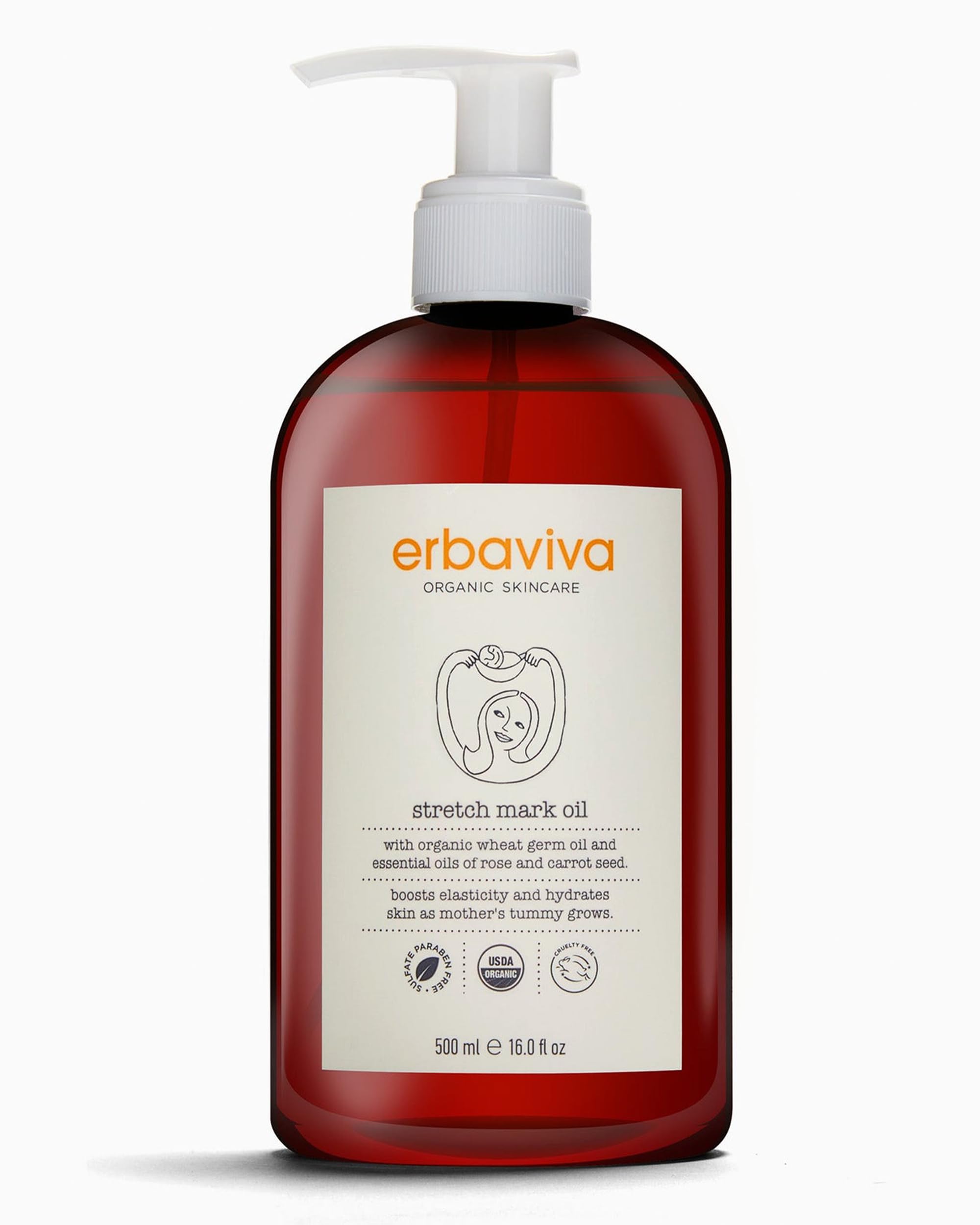 Erbaviva Organic Stretch Mark Oil for Pregnancy – 16 oz