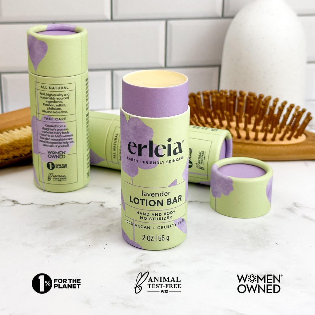 Erleia Travel-Friendly Lavender Lotion Bar — Vegan & Plastic-Free