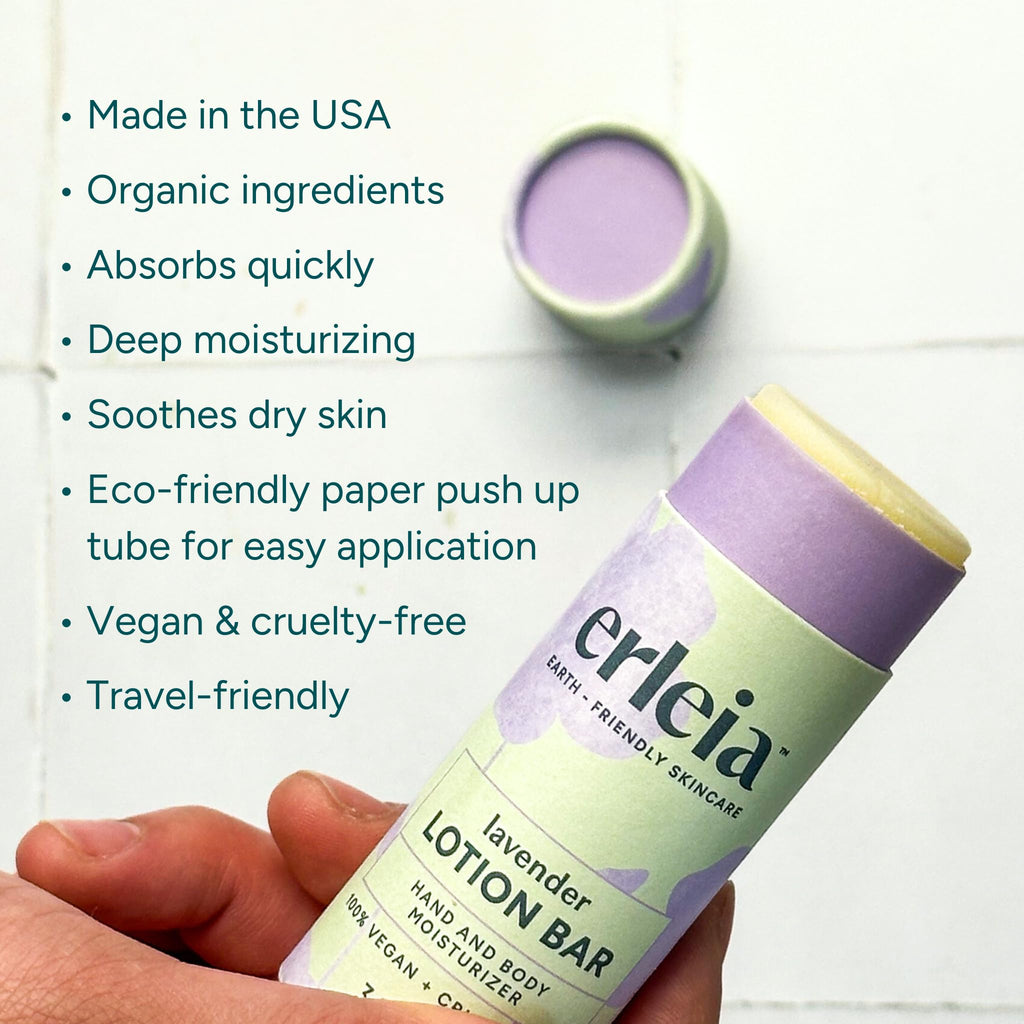 Erleia Travel-Friendly Lavender Lotion Bar — Vegan & Plastic-Free