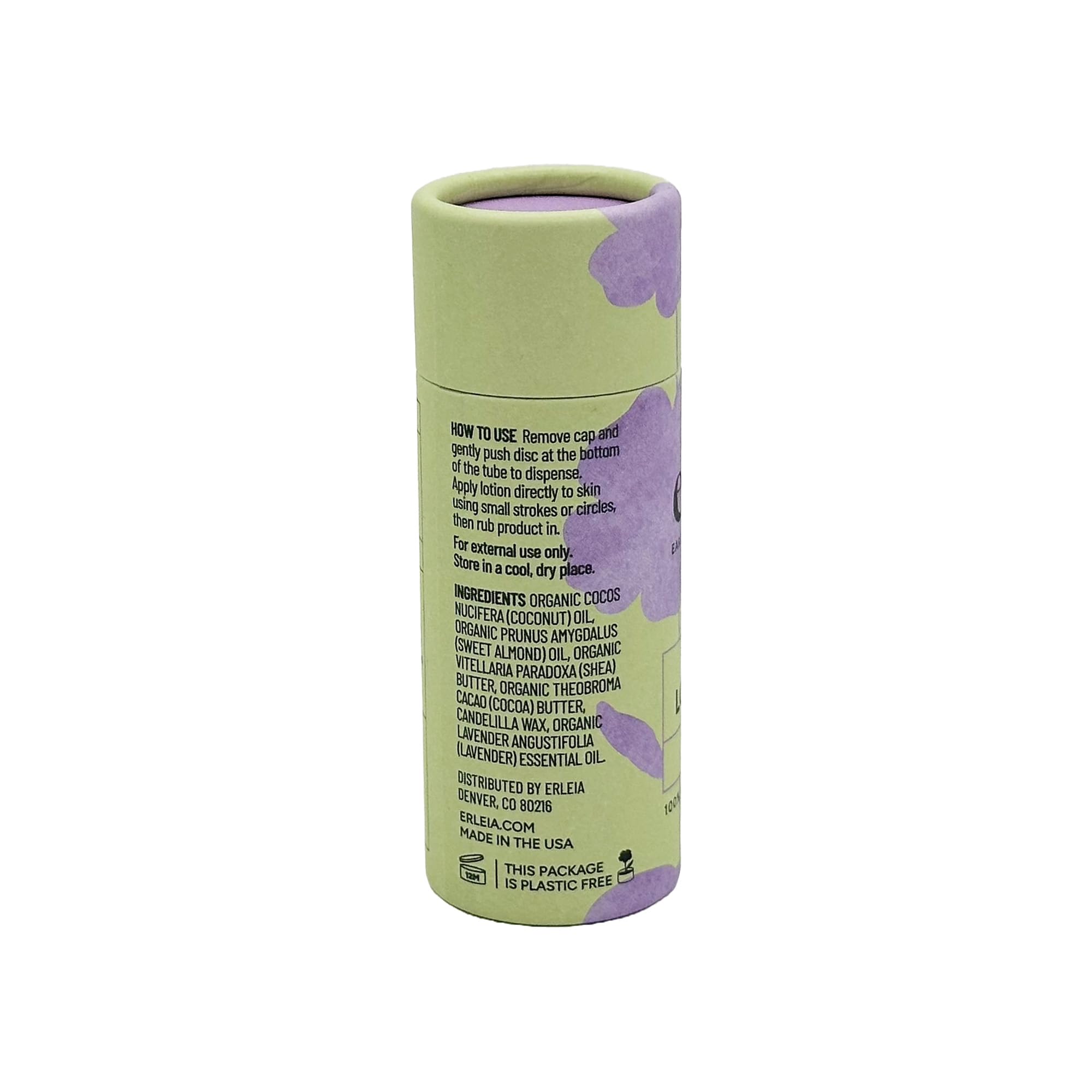 Erleia Travel-Friendly Lavender Lotion Bar — Vegan & Plastic-Free